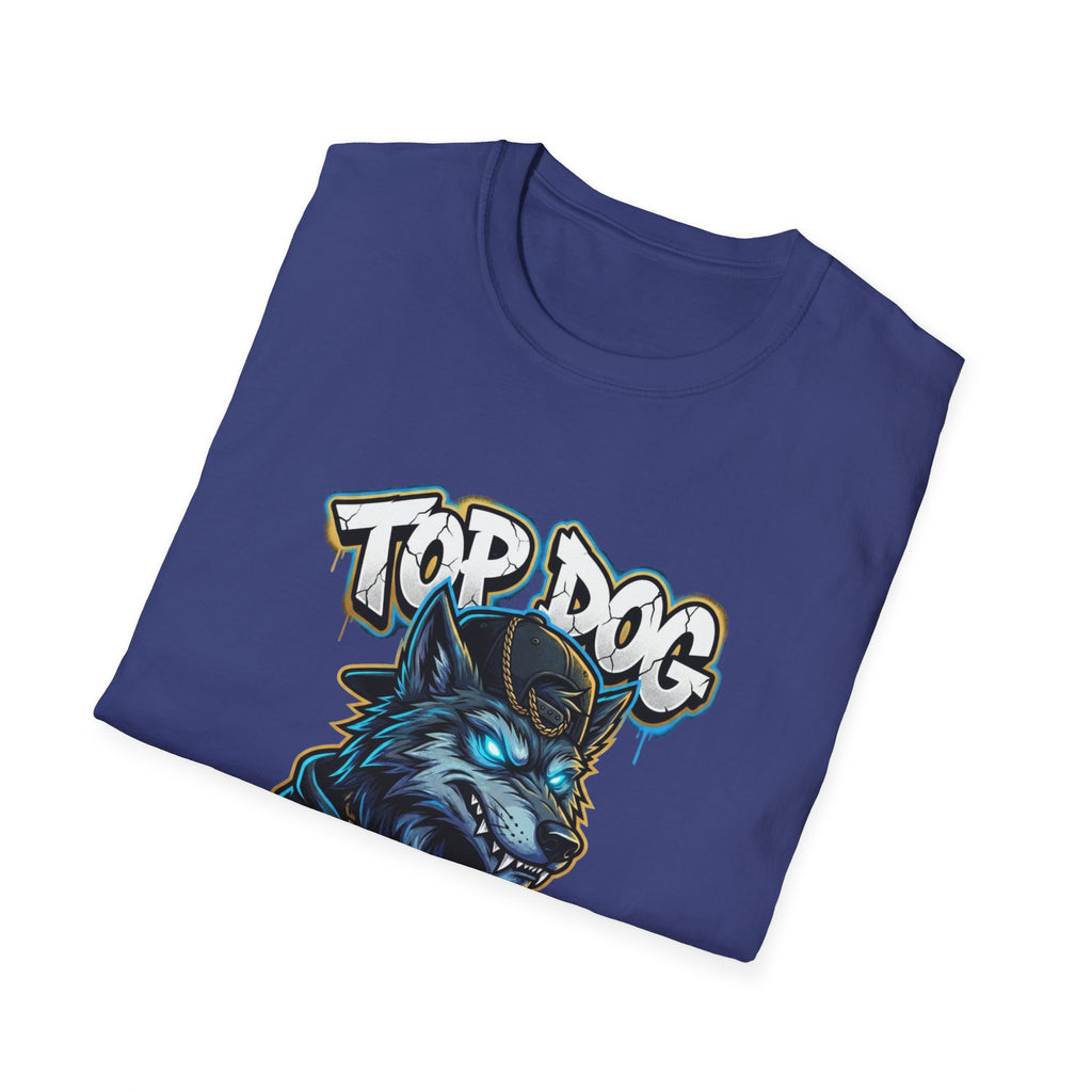 Top Dog On The Block Graphic T-Shirt — Bold Blue Wolf Streetwear Tee