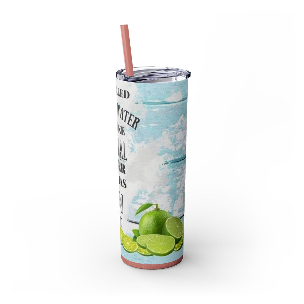 20oz Skinny Tumbler with Straw — Summer Water Tumbler