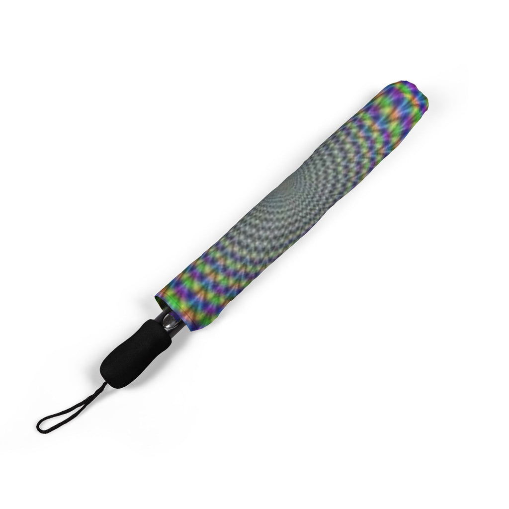Psychedelic Rainbow Spiral Umbrella — Foldable Semi-Automatic Compact Umbrella