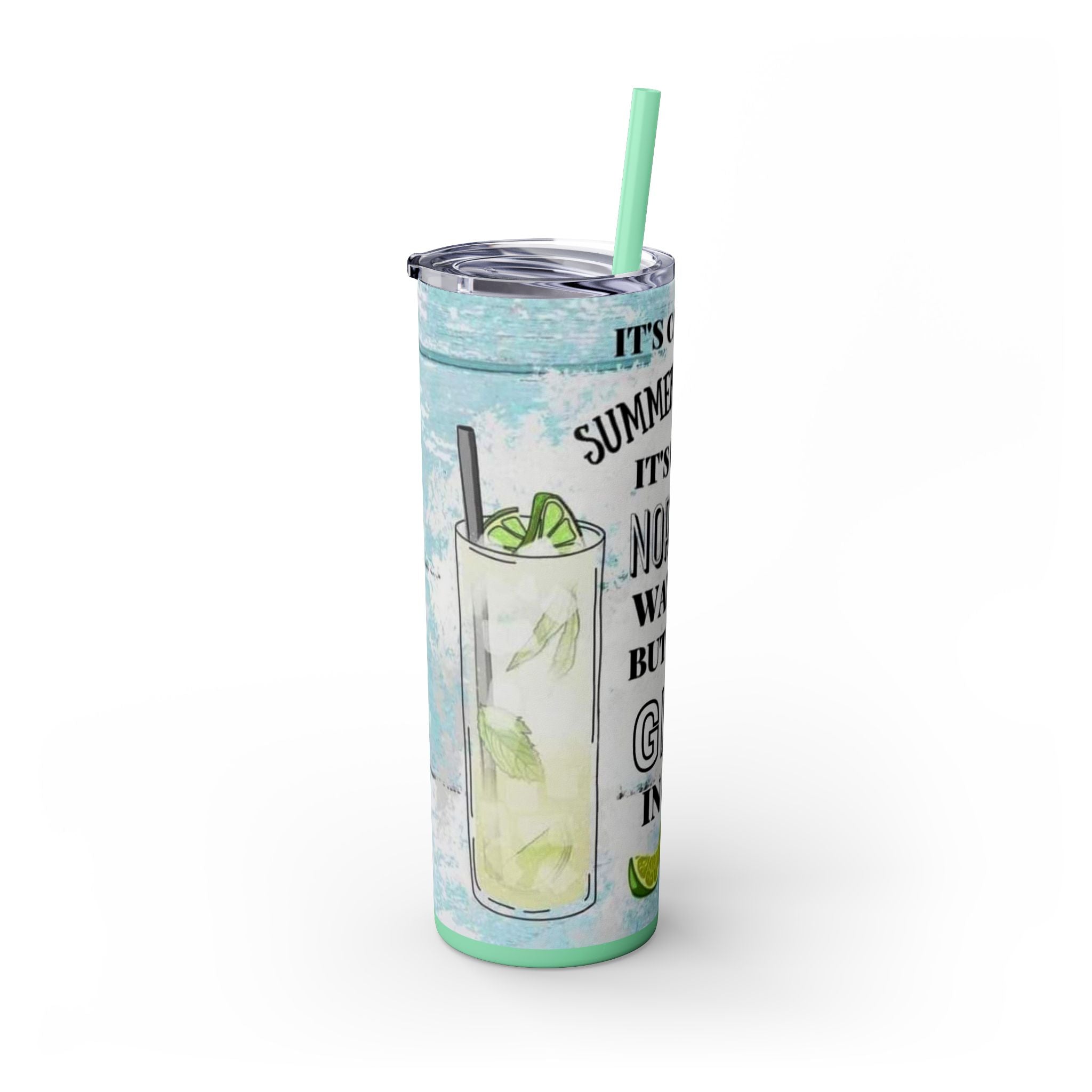 20oz Skinny Tumbler with Straw — Summer Water Tumbler