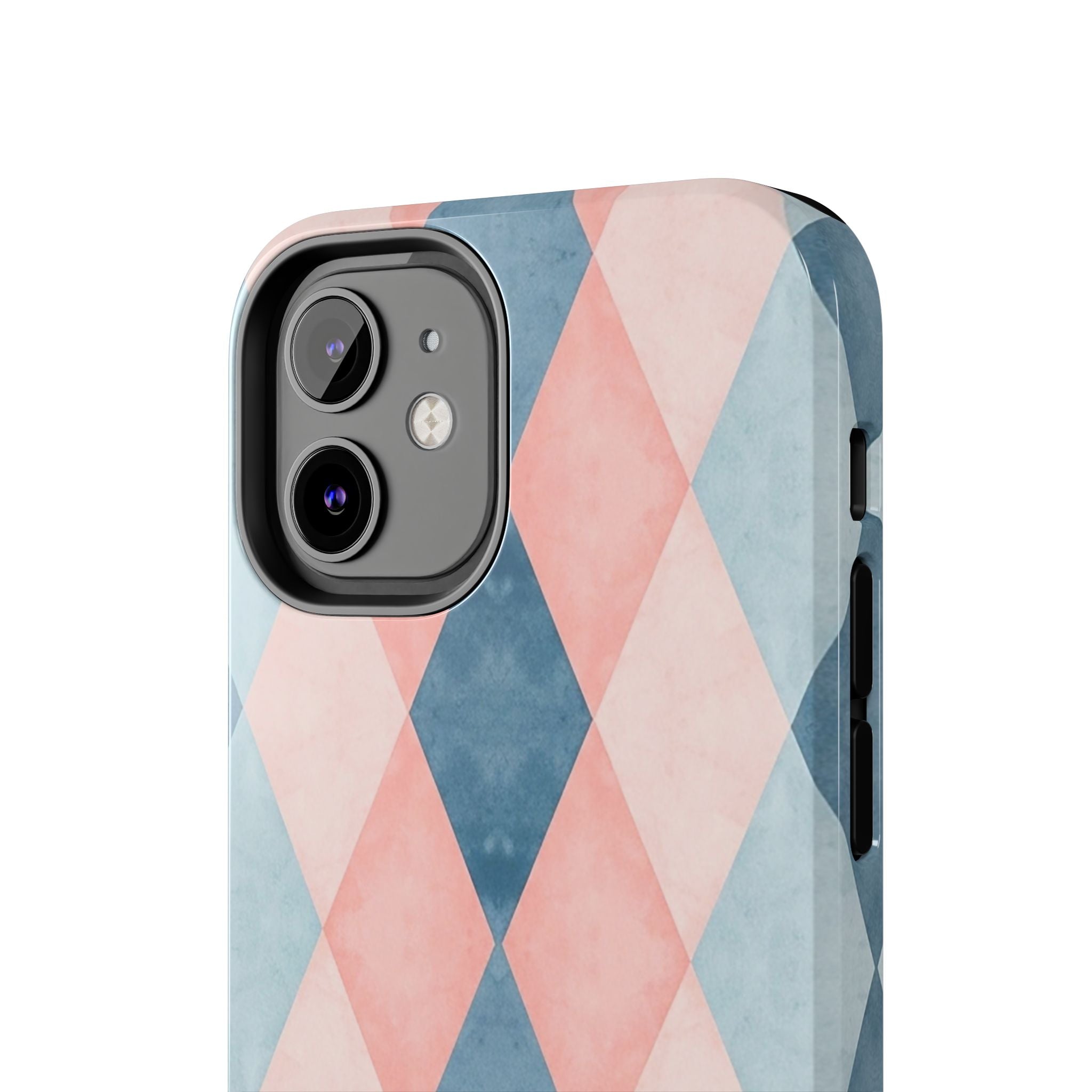 Pastel Harlequin Tough Phone Case — Blue & Pink Diamond Pattern