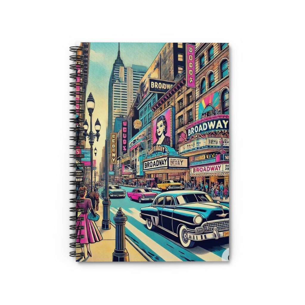 Broadway Retro Spiral Notebook — Vintage Cityscape Ruled Journal