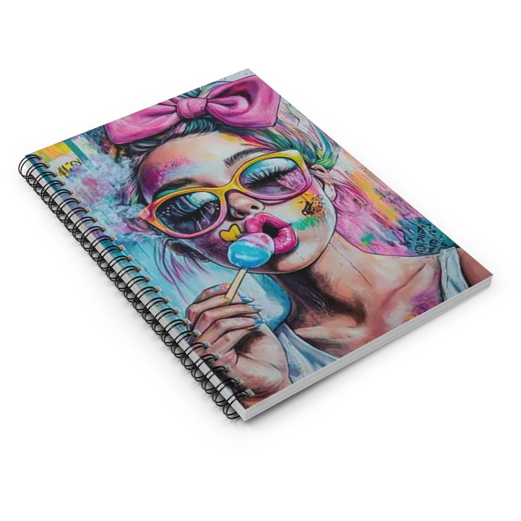 Colorful Pop Art Notebook — Lollipop Girl Spiral Journal (Ruled)