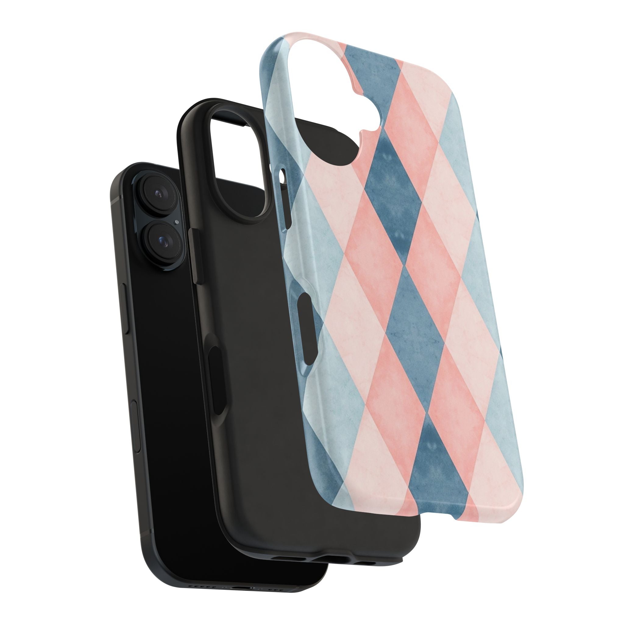 Pastel Harlequin Tough Phone Case — Blue & Pink Diamond Pattern