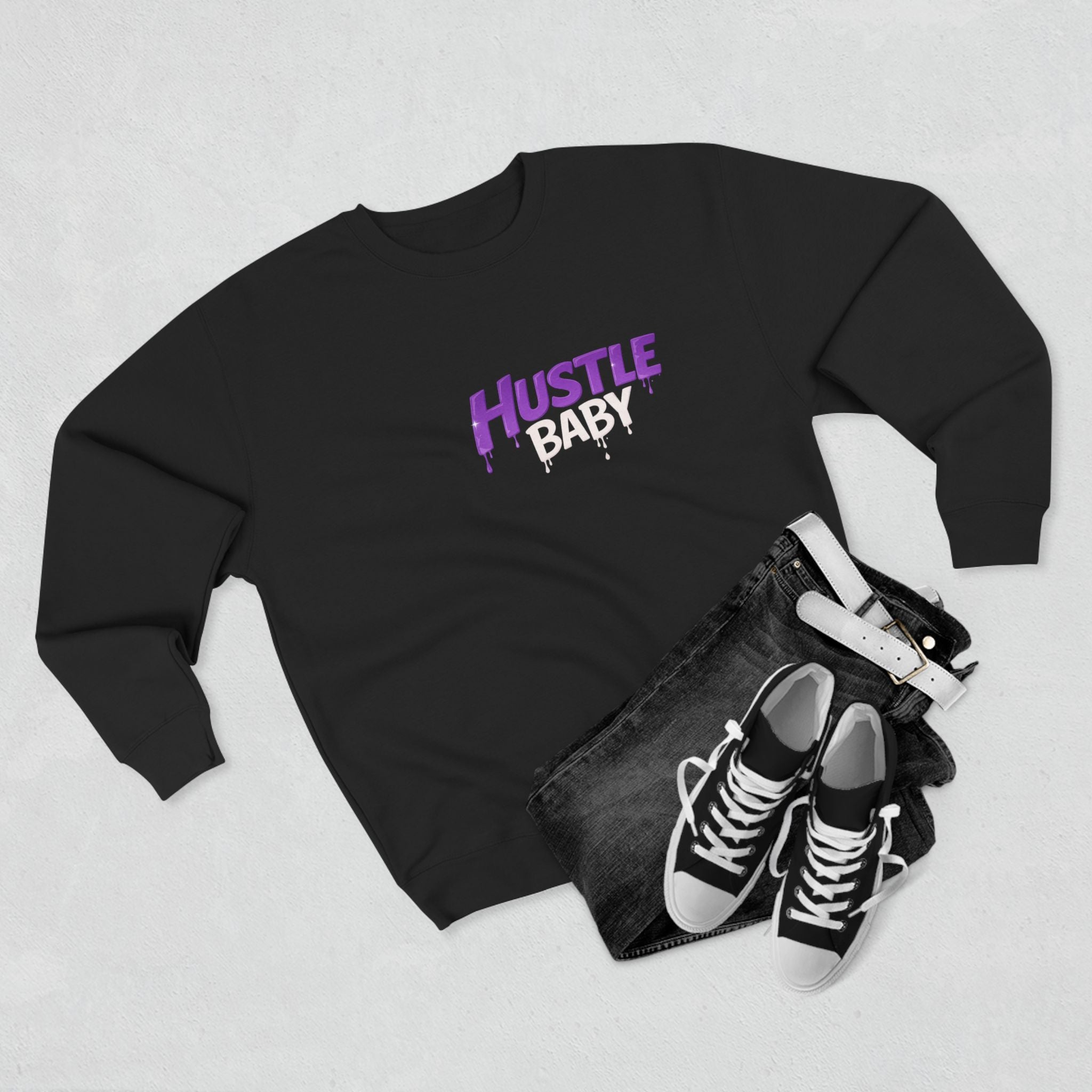 Hustle Baby Crewneck Sweatshirt – SWO Hustle Baby Front Logo & Back Graphic