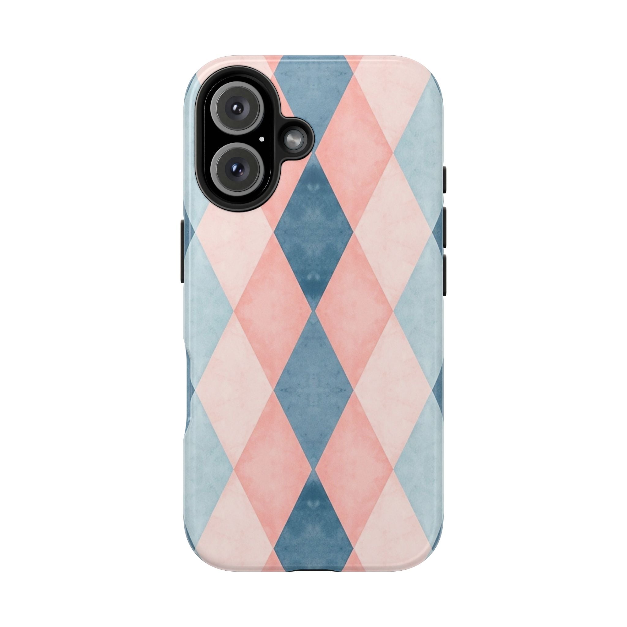 Pastel Harlequin Tough Phone Case — Blue & Pink Diamond Pattern