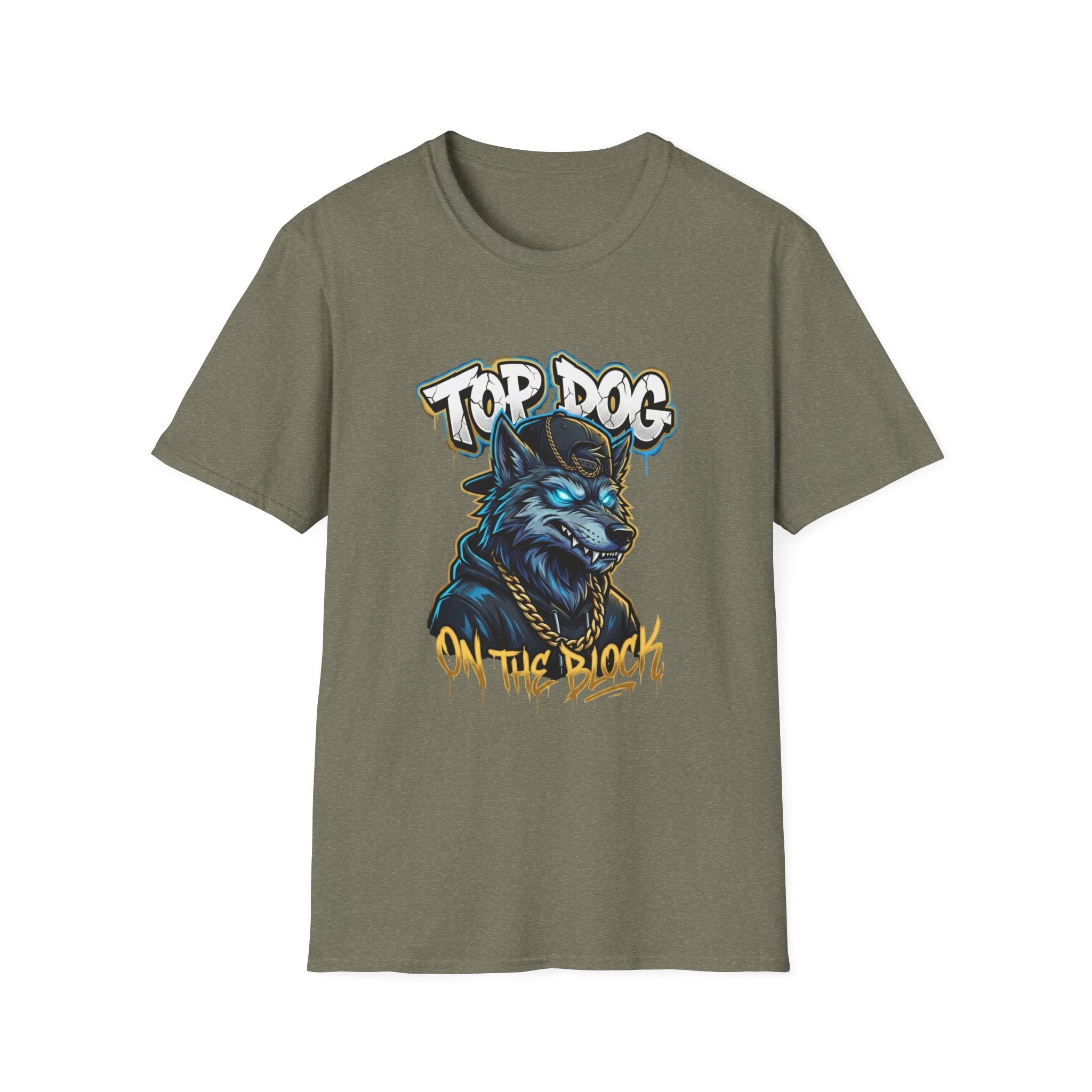 Top Dog On The Block Graphic T-Shirt — Bold Blue Wolf Streetwear Tee