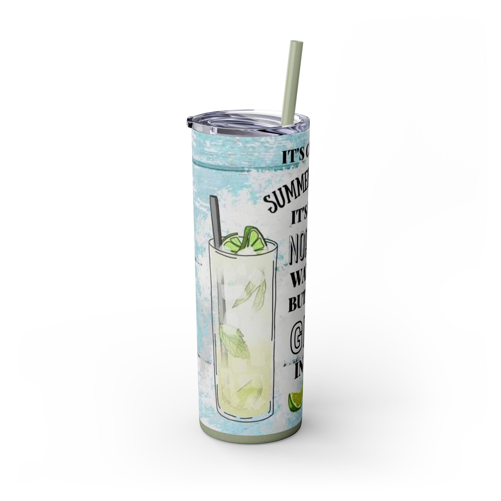 20oz Skinny Tumbler with Straw — Summer Water Tumbler