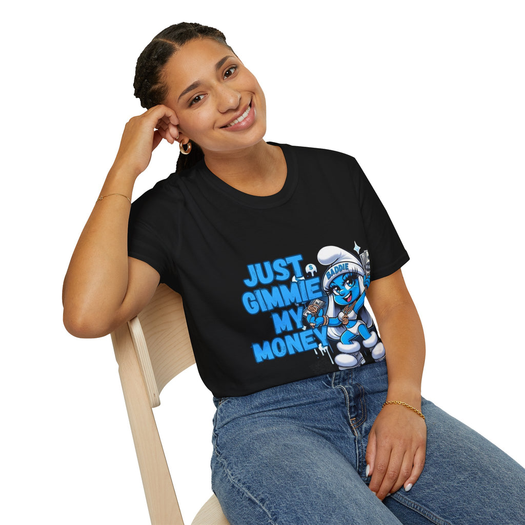 Just Gimmie My Money T-Shirt — Cute Blue Character Graphic Tee