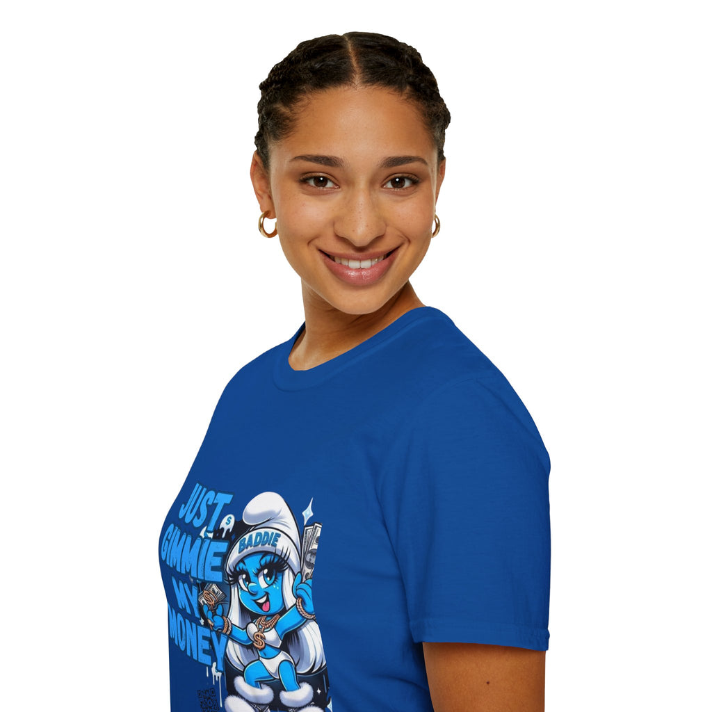 Just Gimmie My Money T-Shirt — Cute Blue Character Graphic Tee