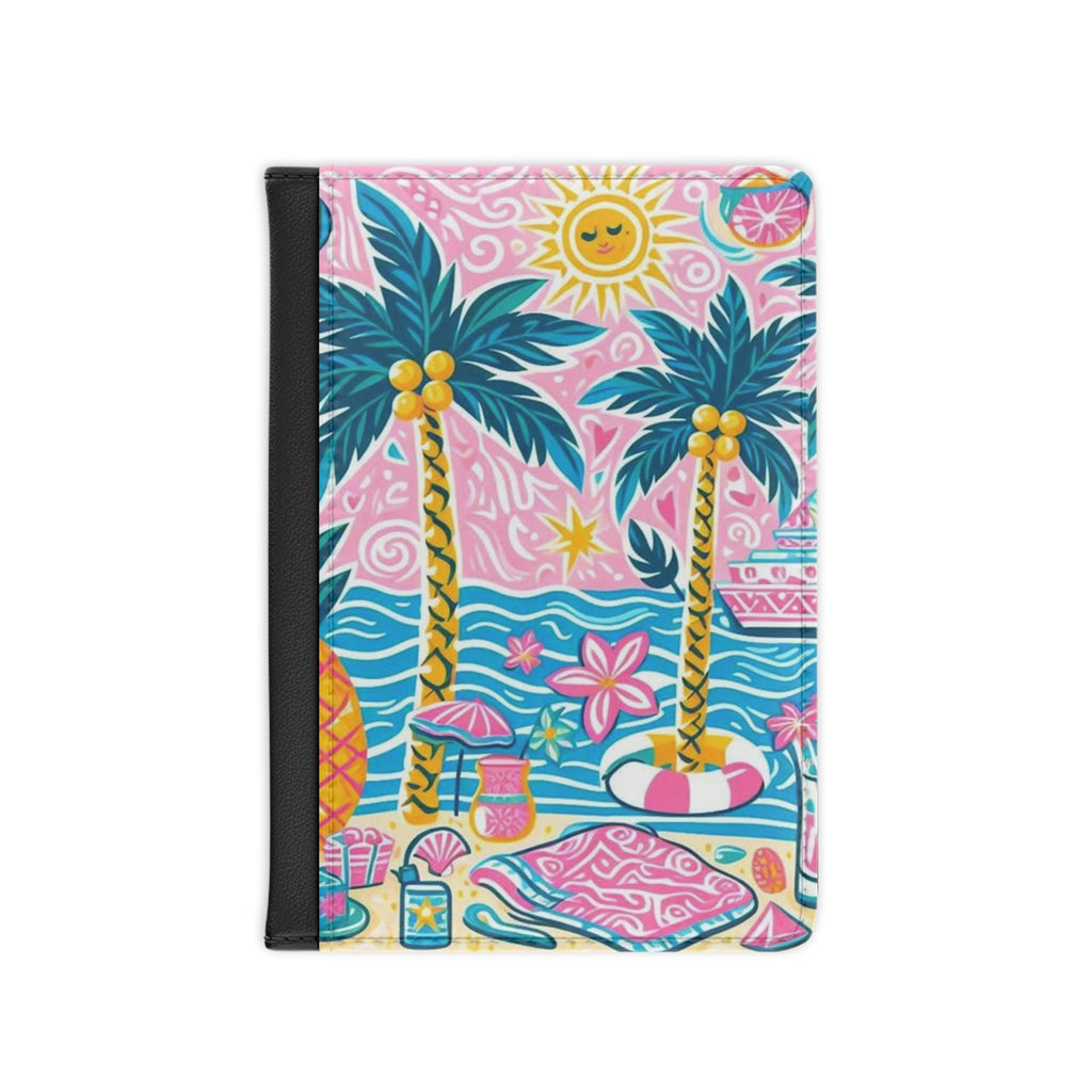 Tropical Beach Passport Cover — Colorful Palm Tree Summer Travel Accessory