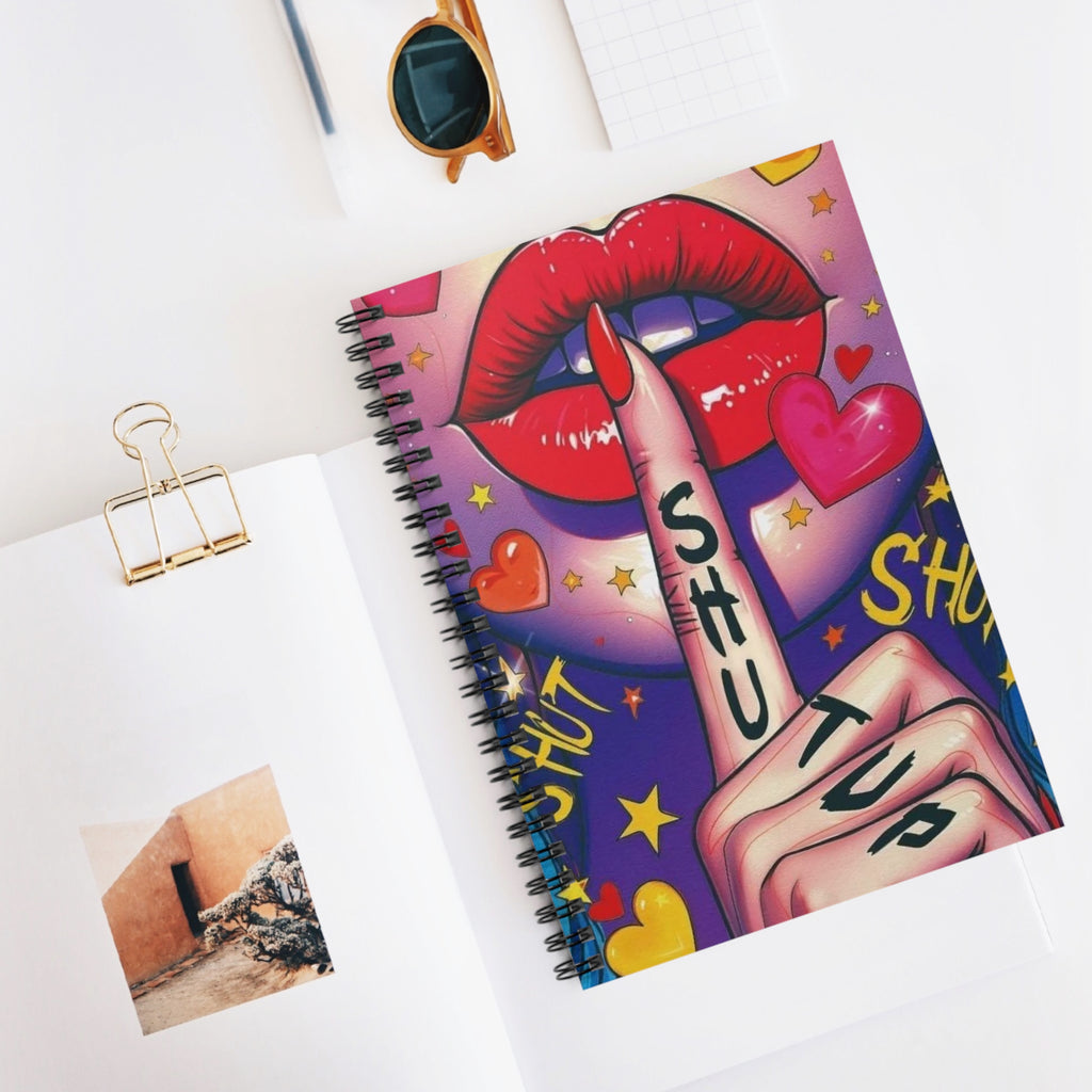 Notebook — Bold Pop-Art “Shh…Shut Up” Lips Journal