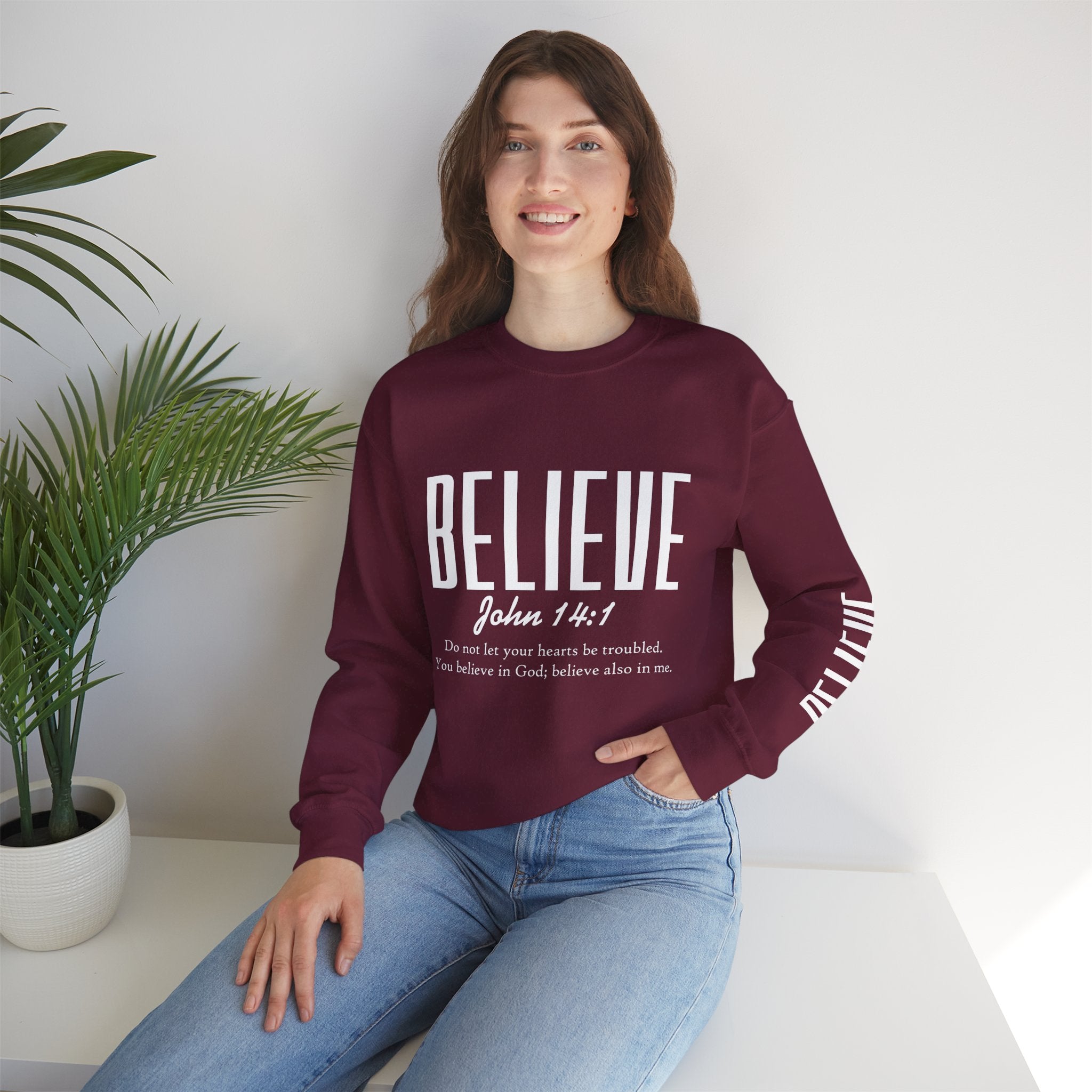Wolf Pack “Believe John 14:1” Crewneck – Faith Streetwear Pullover