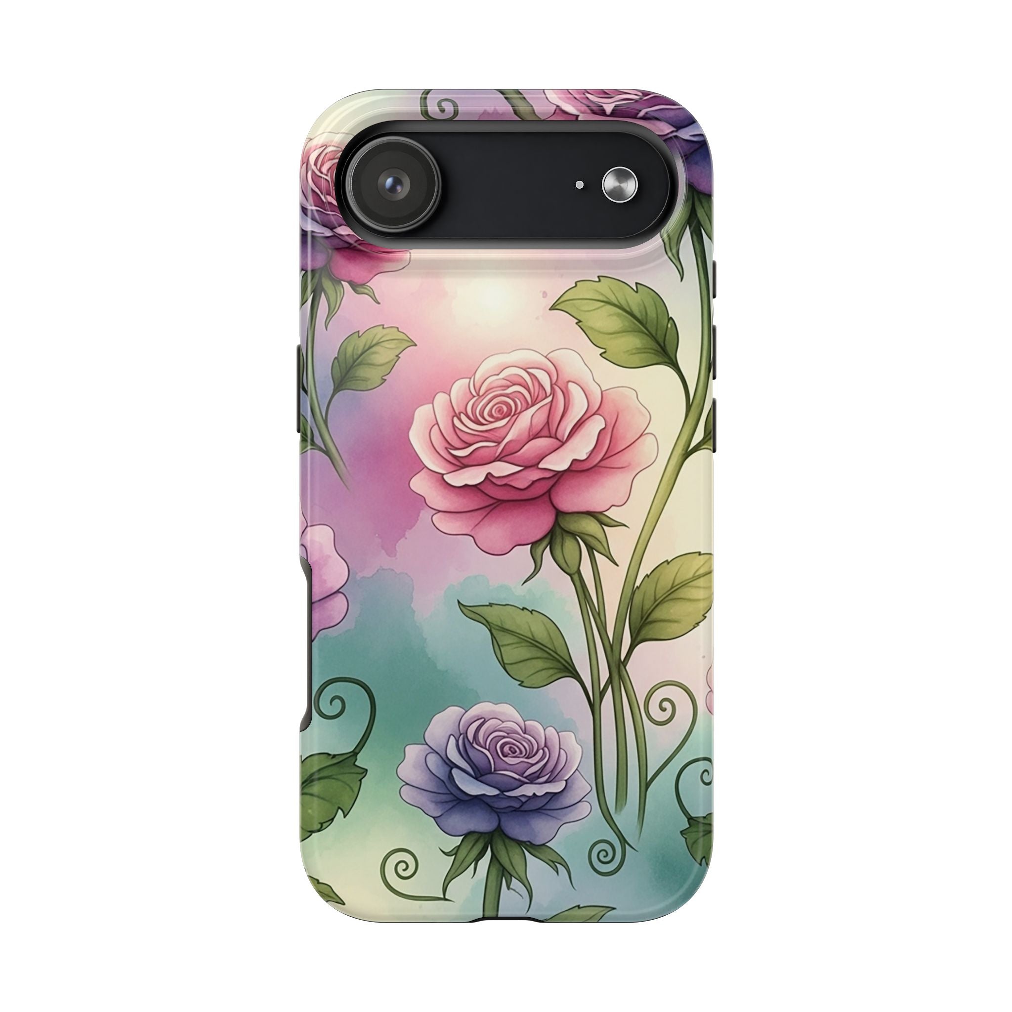 Floral Rose Tough Phone Case — Pastel Watercolor Protection
