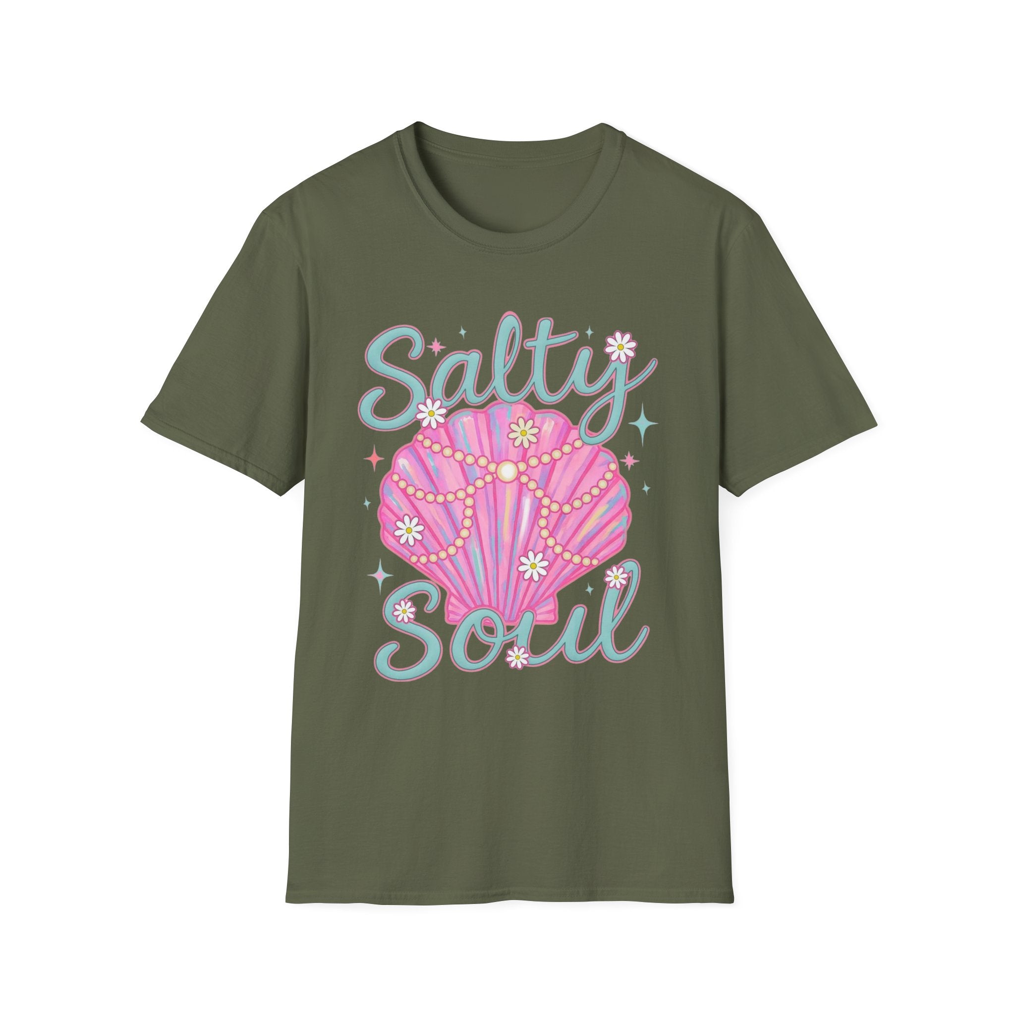 Salty Soul T-Shirt — Pink Seashell Beach Tee