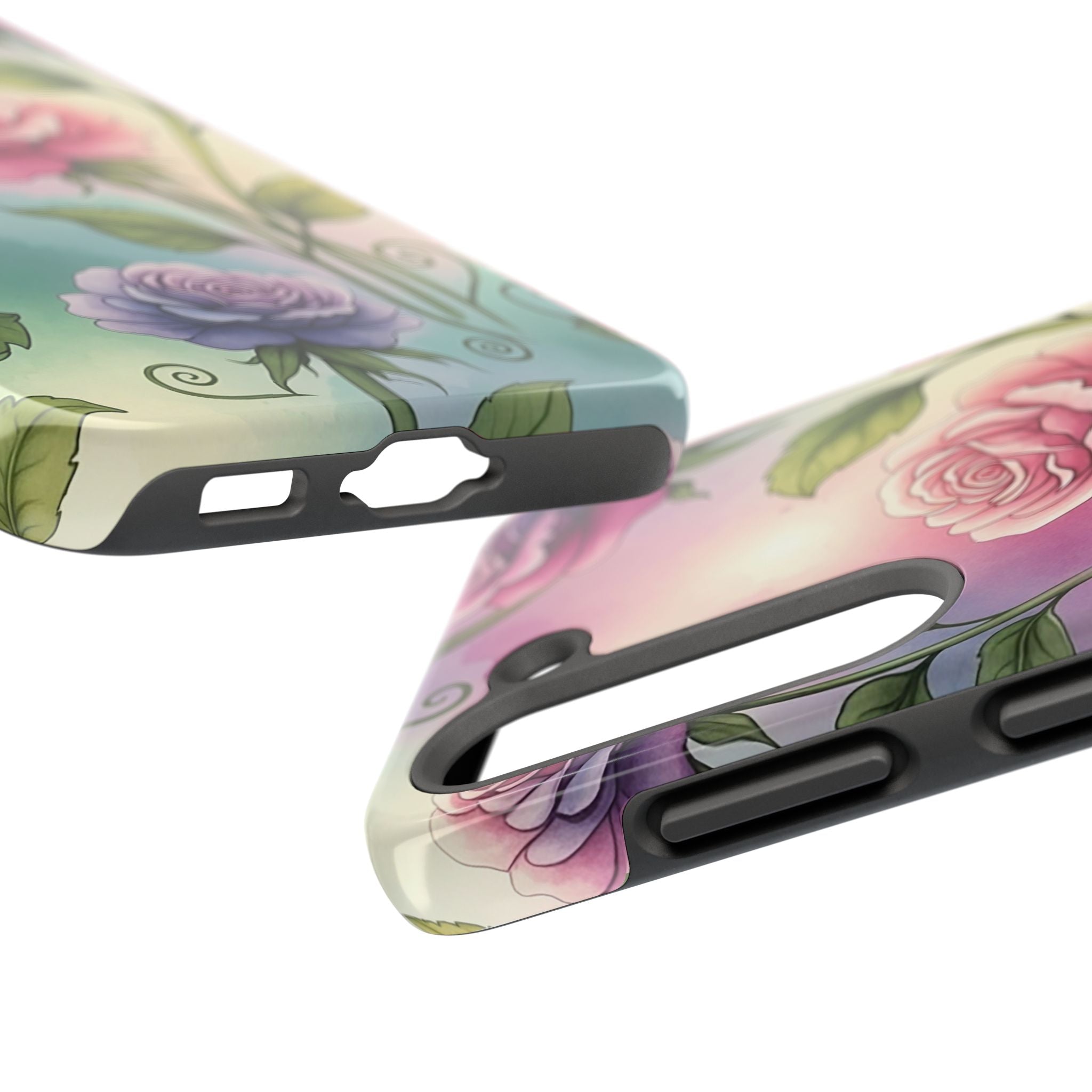 Floral Rose Tough Phone Case — Pastel Watercolor Protection