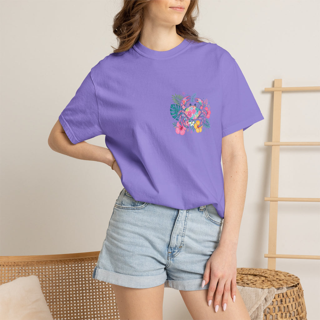 T-Shirt — "Sun Sand" Tropical Palm Floral Graphic Tee