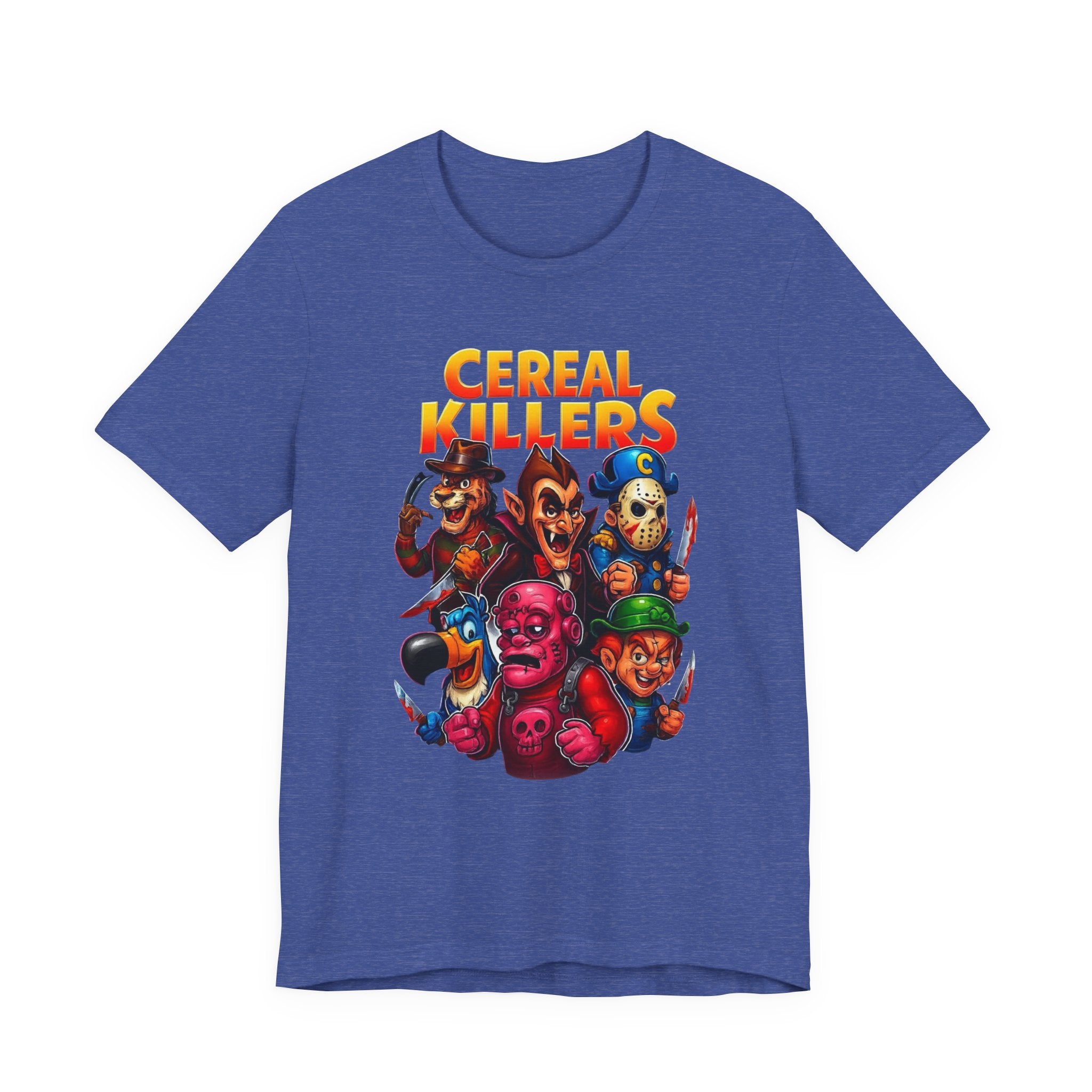 Cereal Killers Parody Horror Cartoon T-Shirt | Funny Cereal Villains Graphic Tee
