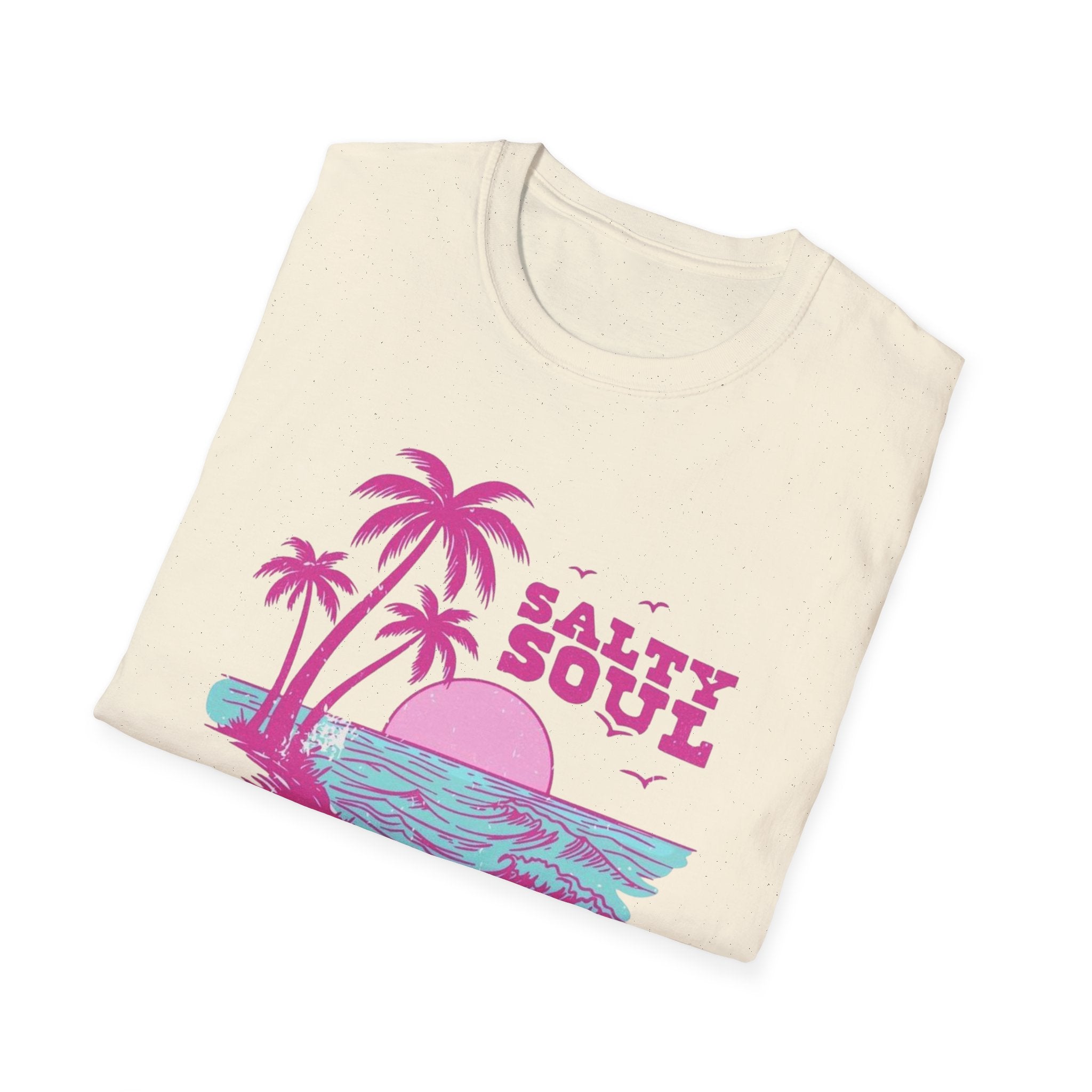 Salty Soul Beach T-Shirt — Sun, Palm Trees & Waves Graphic Tee