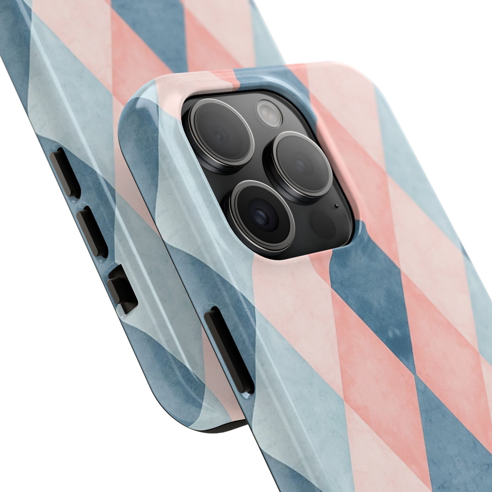 Pastel Harlequin Tough Phone Case — Blue & Pink Diamond Pattern