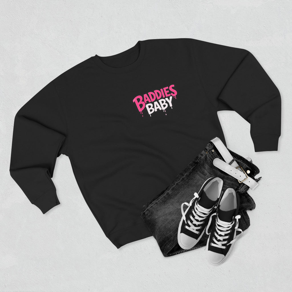 Baddies Baby Crewneck Sweatshirt — Cute Badass Cartoon Graphic
