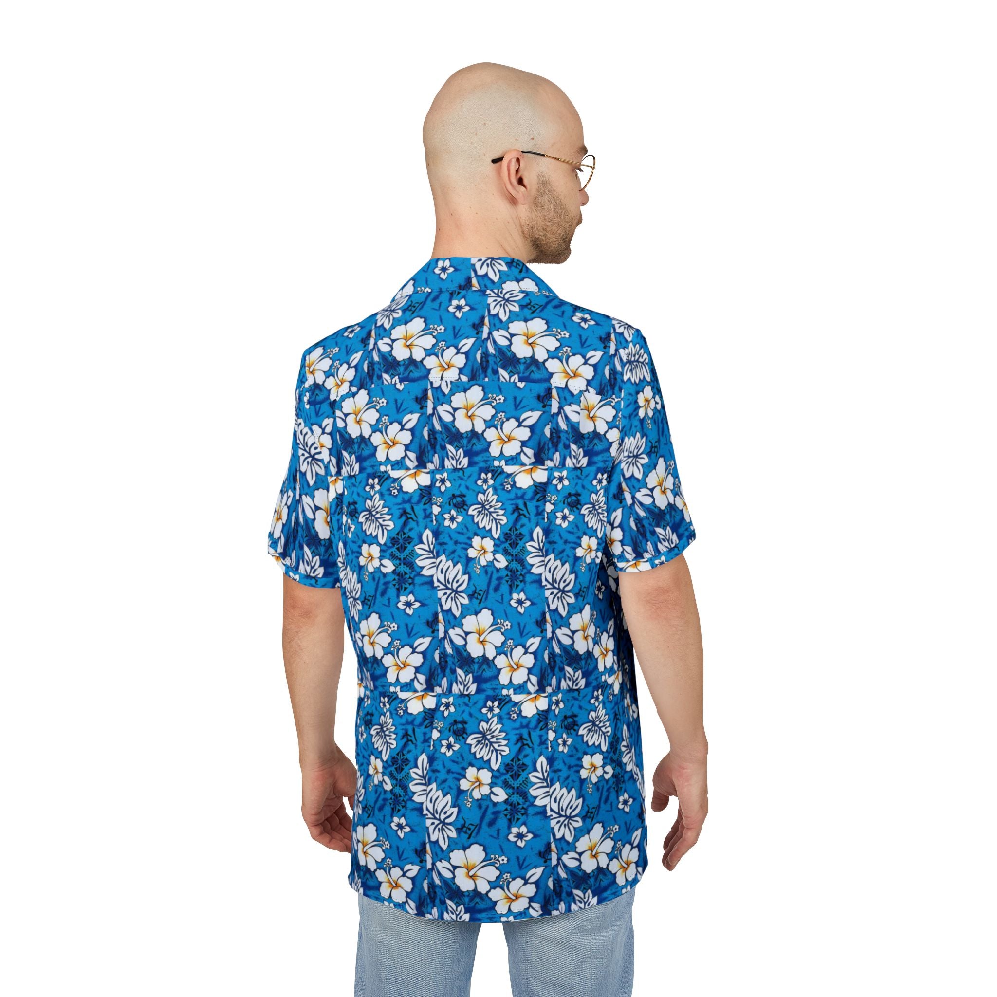 Blue Plumeria Hawaiian Shirt