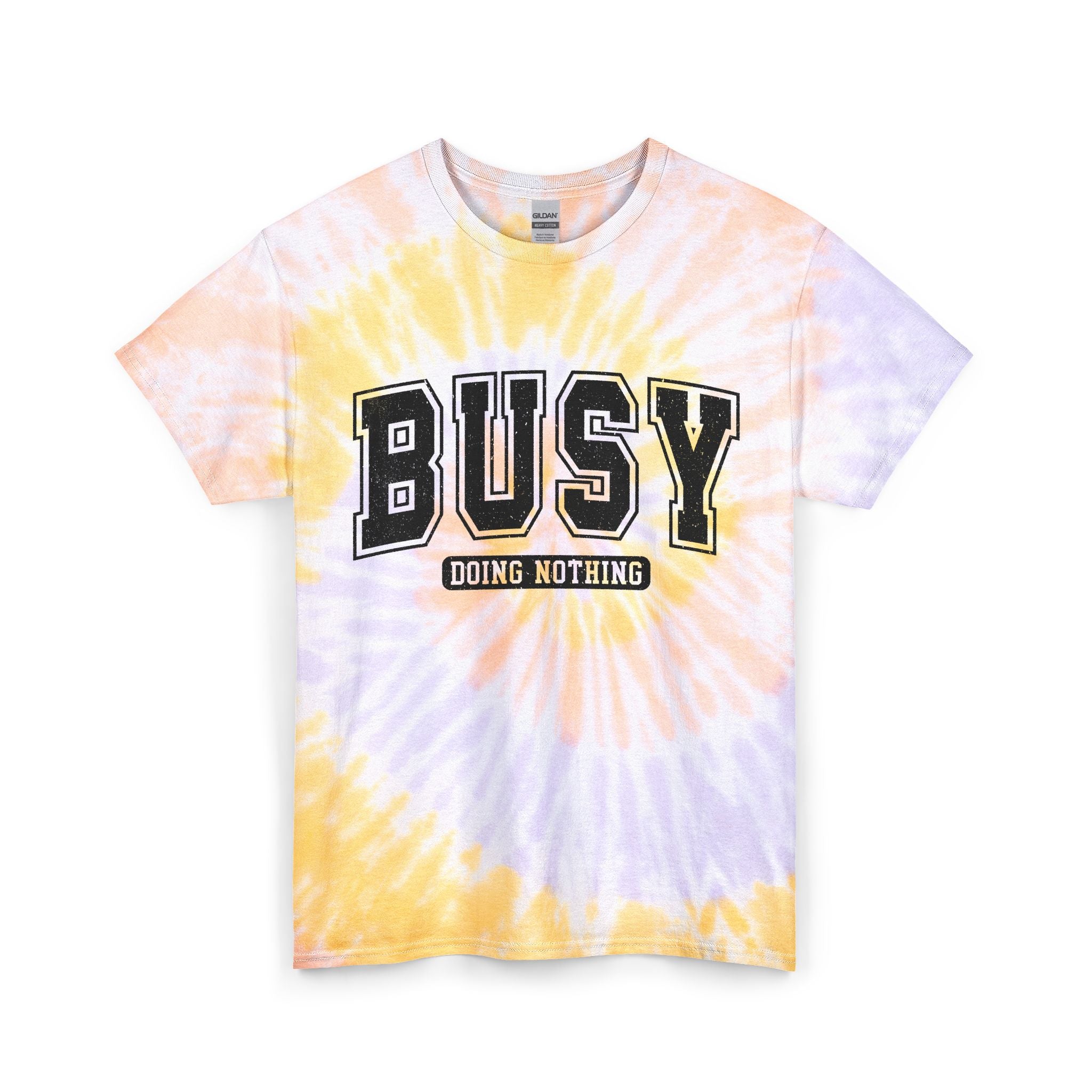 Busy Doing Nothing Tie-Dye Tee — Blue Casual Graphic T-Shirt