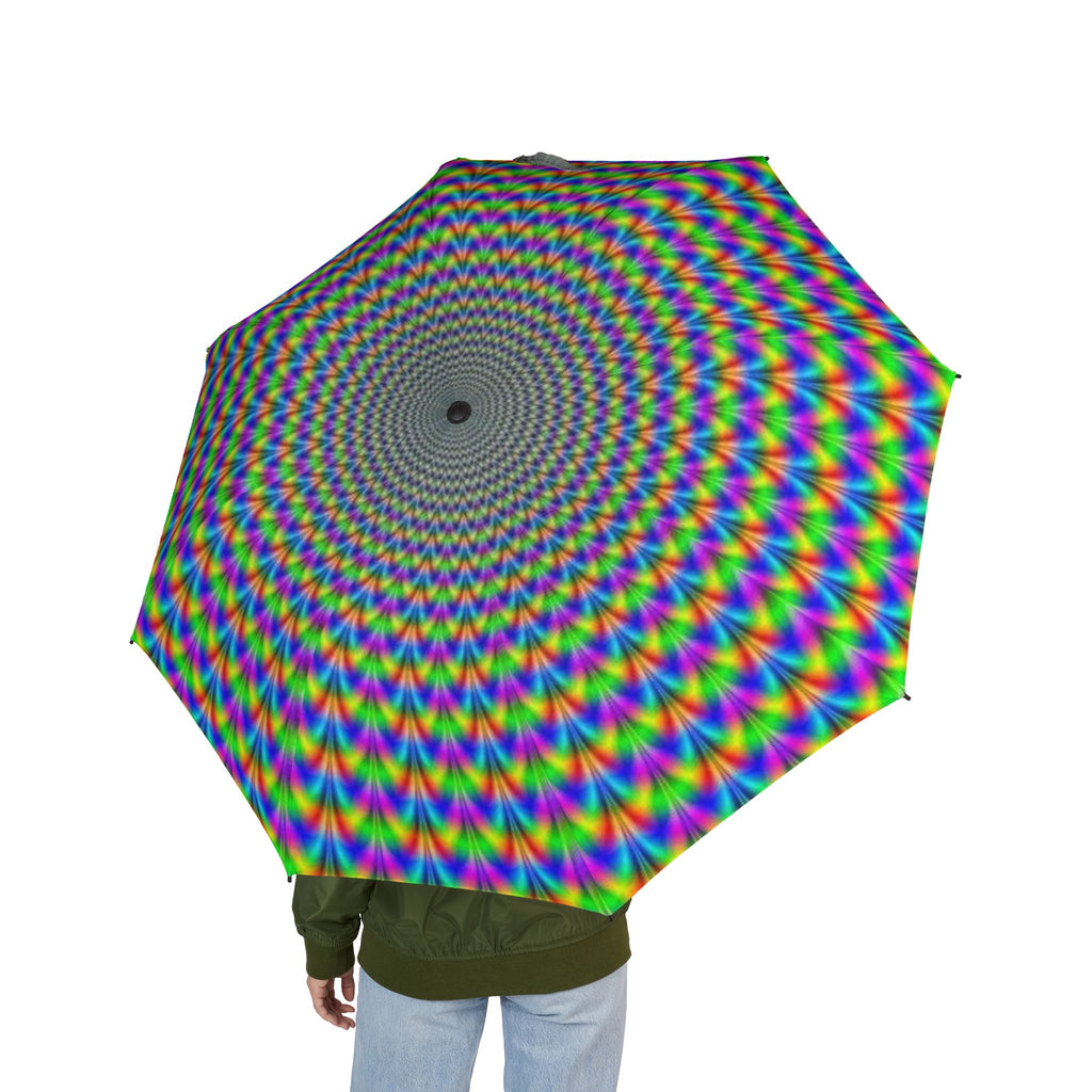 Psychedelic Rainbow Spiral Umbrella — Foldable Semi-Automatic Compact Umbrella