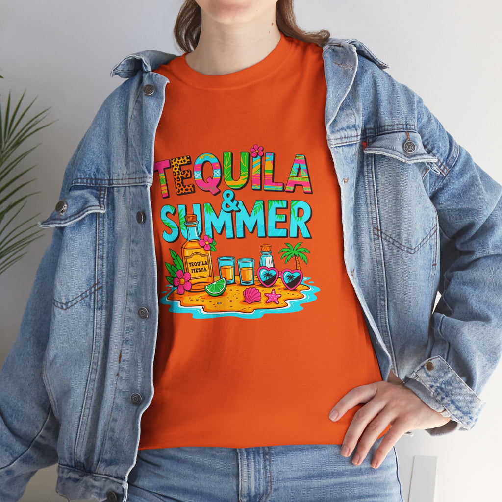 Tequila Summer Tee – Tropical Beach Cocktail Graphic T-Shirt