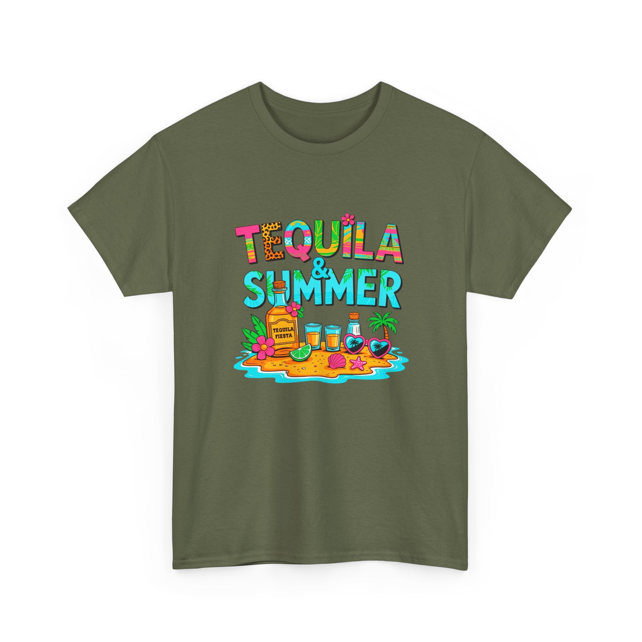 Tequila Summer Tee – Tropical Beach Cocktail Graphic T-Shirt