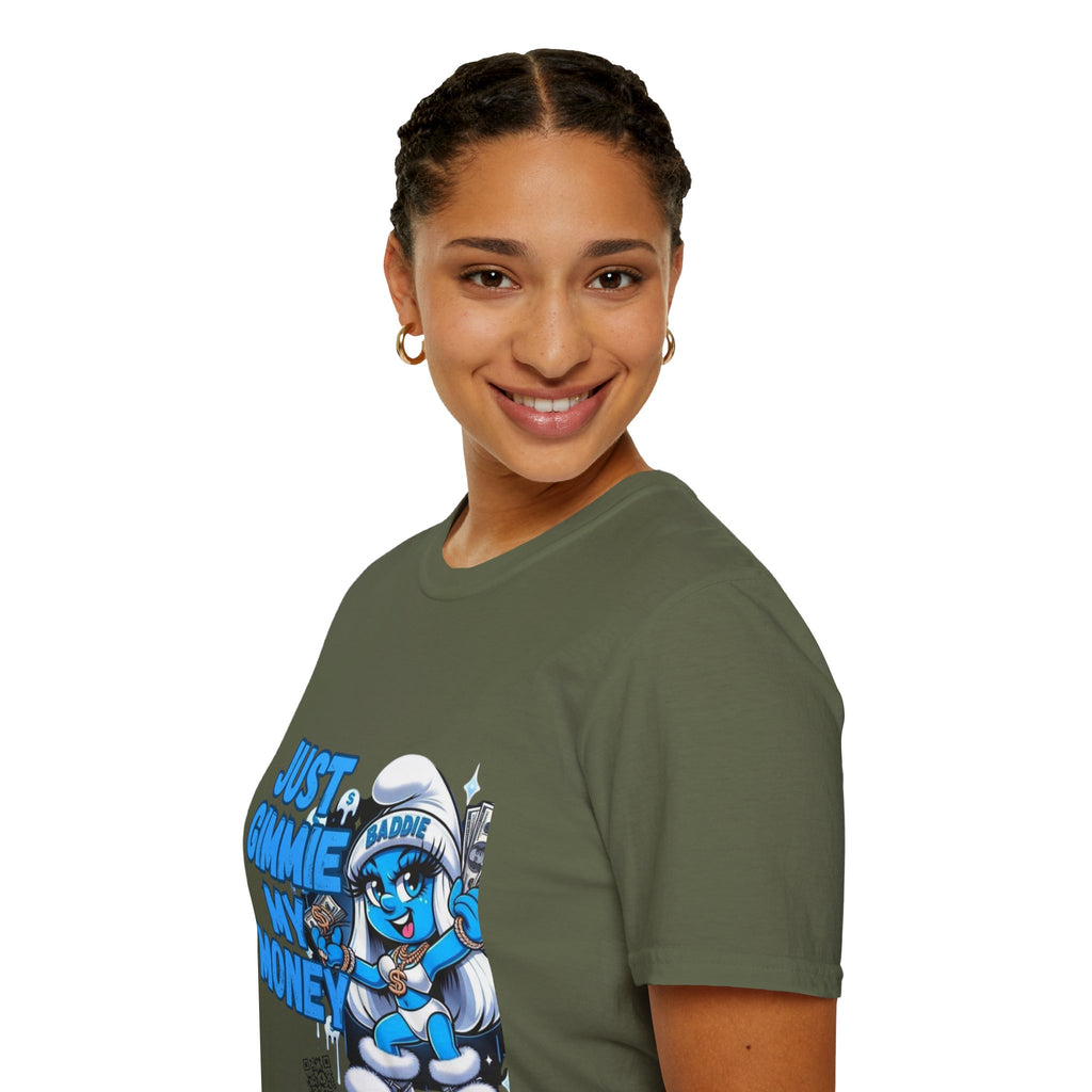 Just Gimmie My Money T-Shirt — Cute Blue Character Graphic Tee