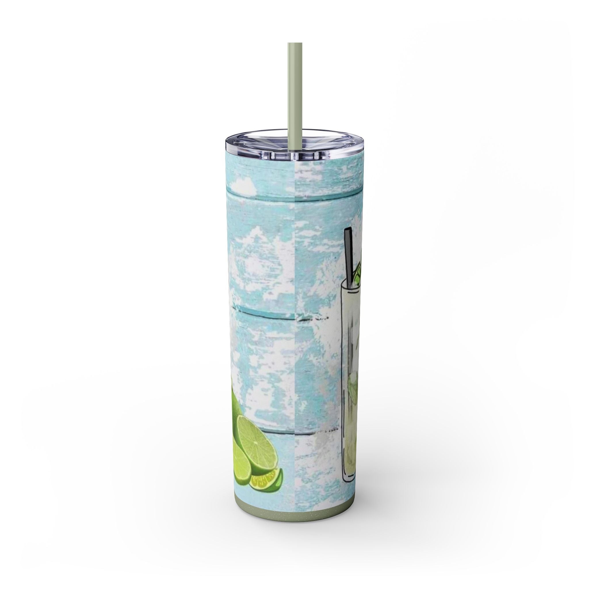 20oz Skinny Tumbler with Straw — Summer Water Tumbler