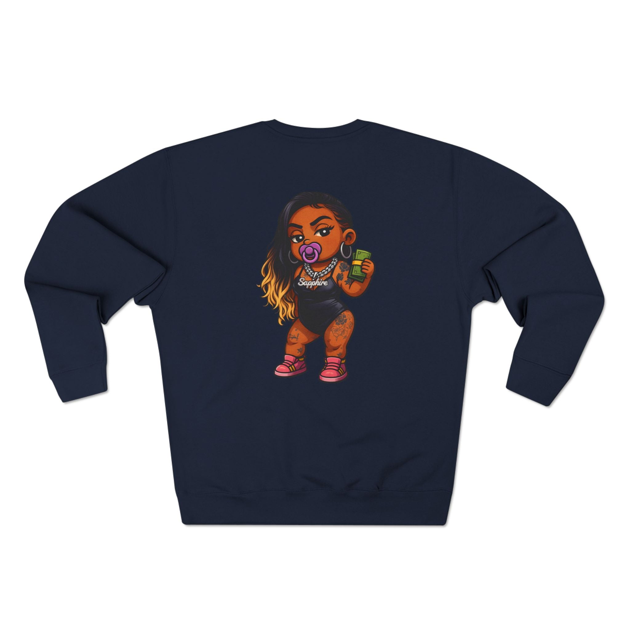 Baddies Baby Crewneck Sweatshirt — Cute Badass Cartoon Graphic