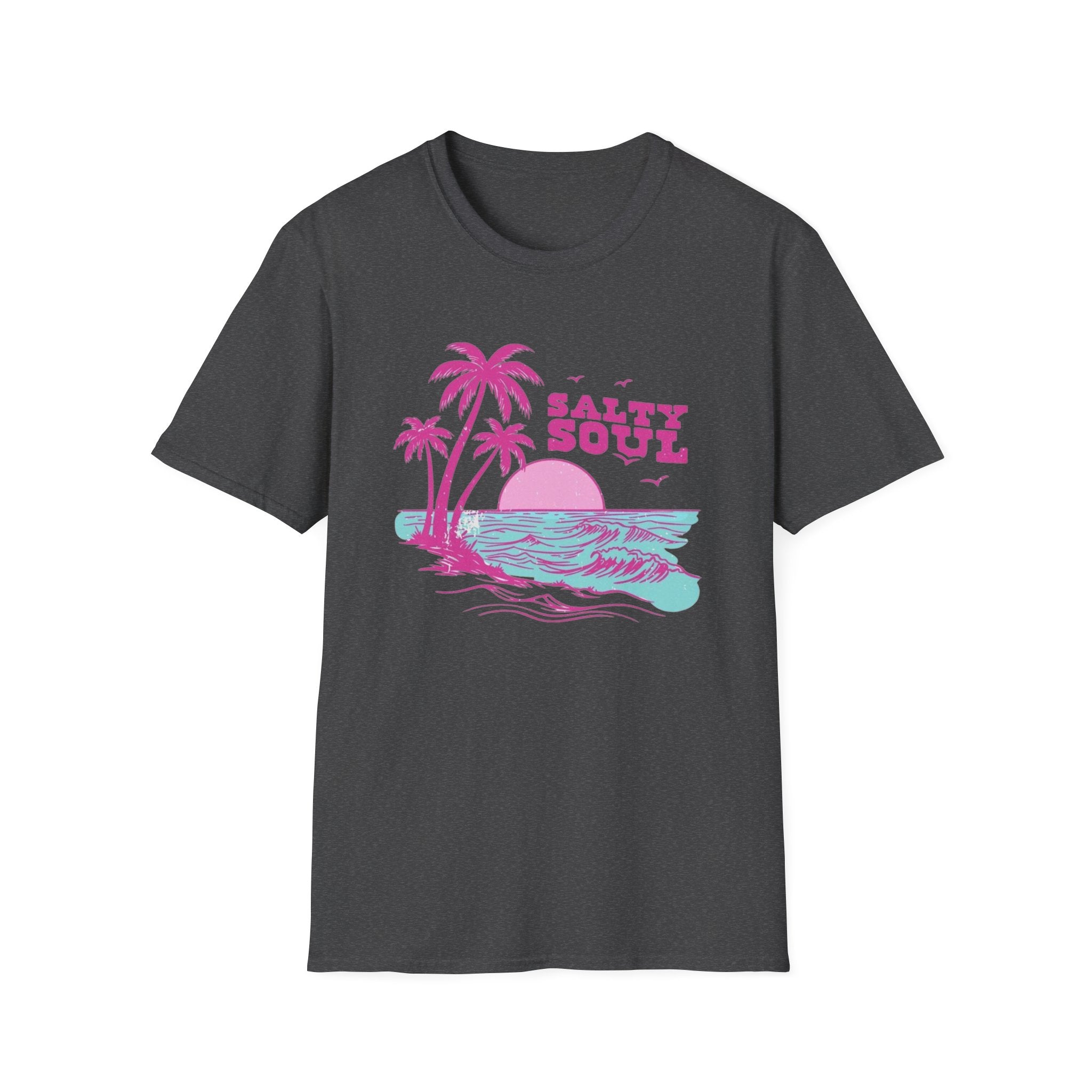 Salty Soul Beach T-Shirt — Sun, Palm Trees & Waves Graphic Tee