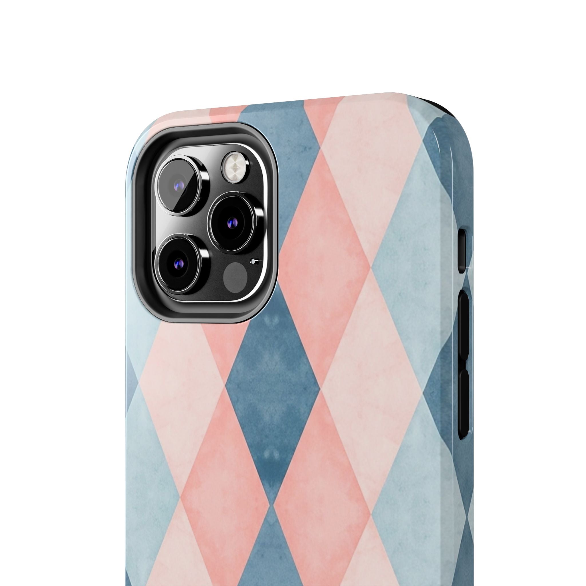 Pastel Harlequin Tough Phone Case — Blue & Pink Diamond Pattern