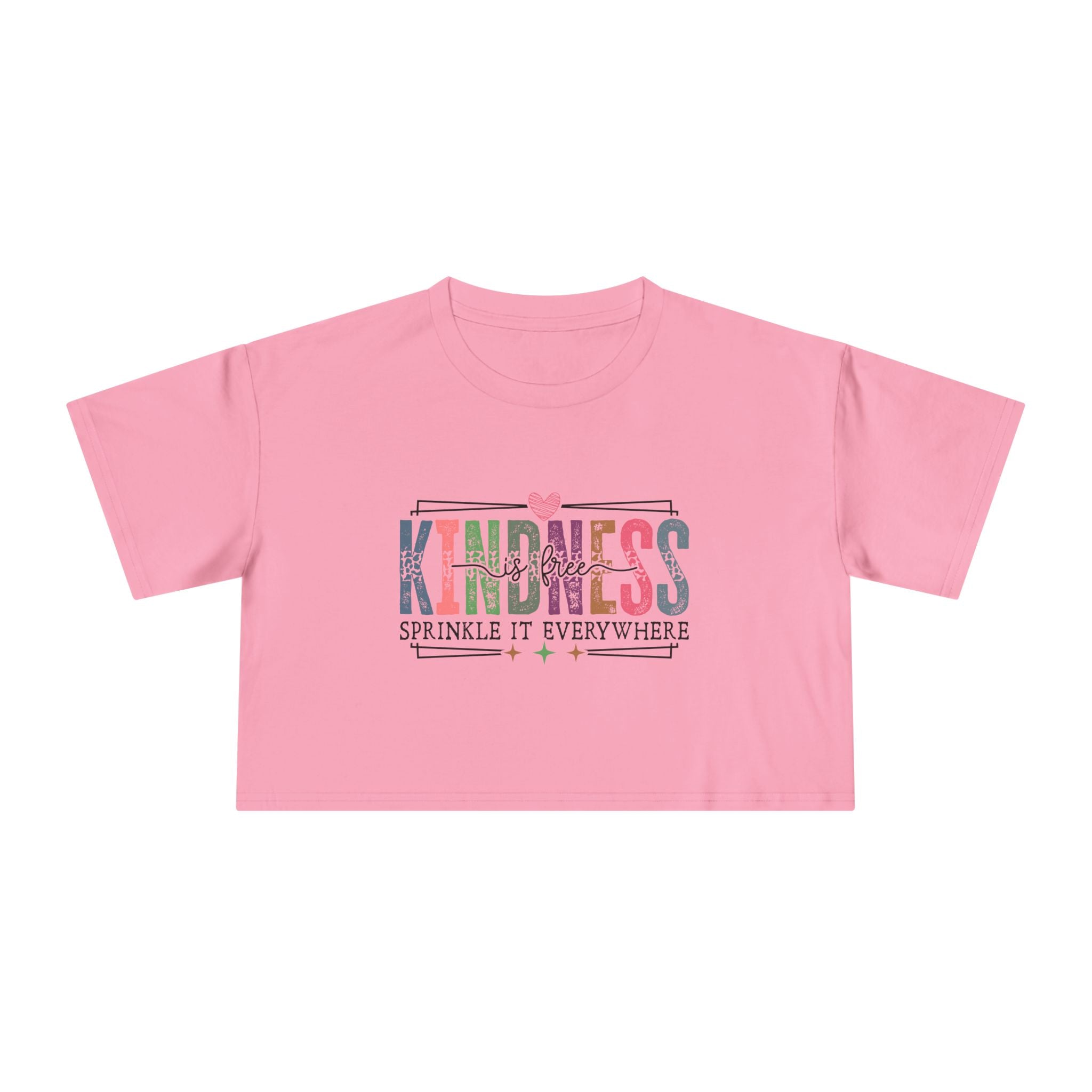 Crop Tee — "Kindness: Sprinkle It Everywhere" Floral Graphic