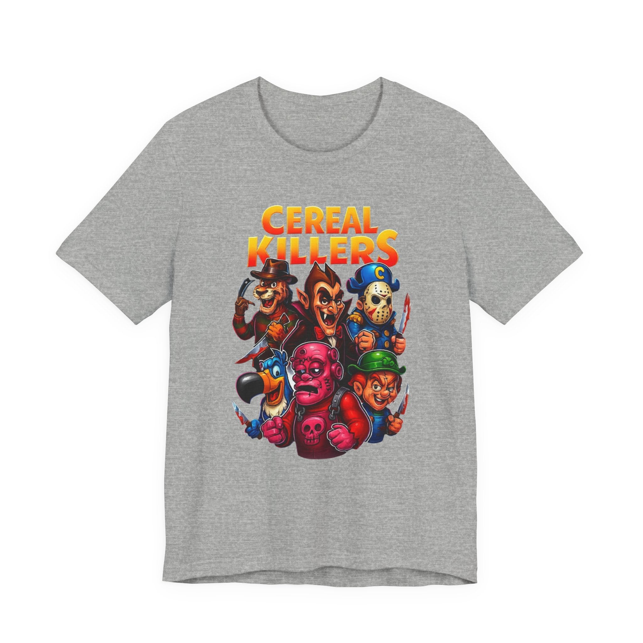 Cereal Killers Parody Horror Cartoon T-Shirt | Funny Cereal Villains Graphic Tee