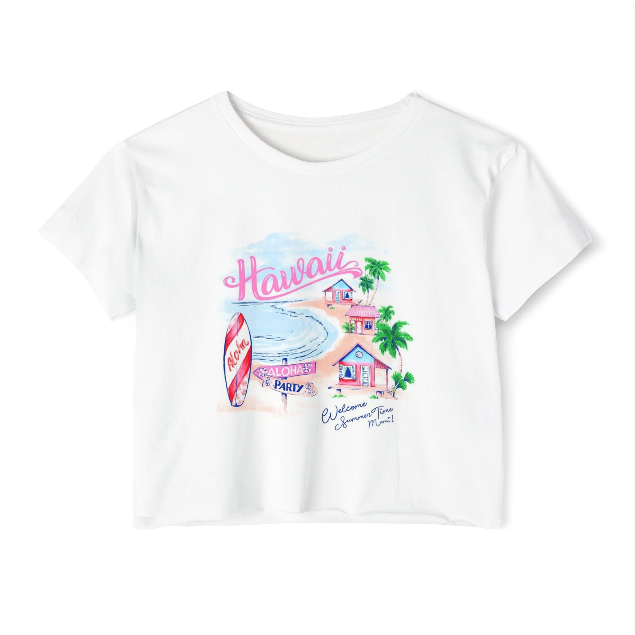 Hawaii Surf Beach Crop Top — Women's Festival Summer Tee