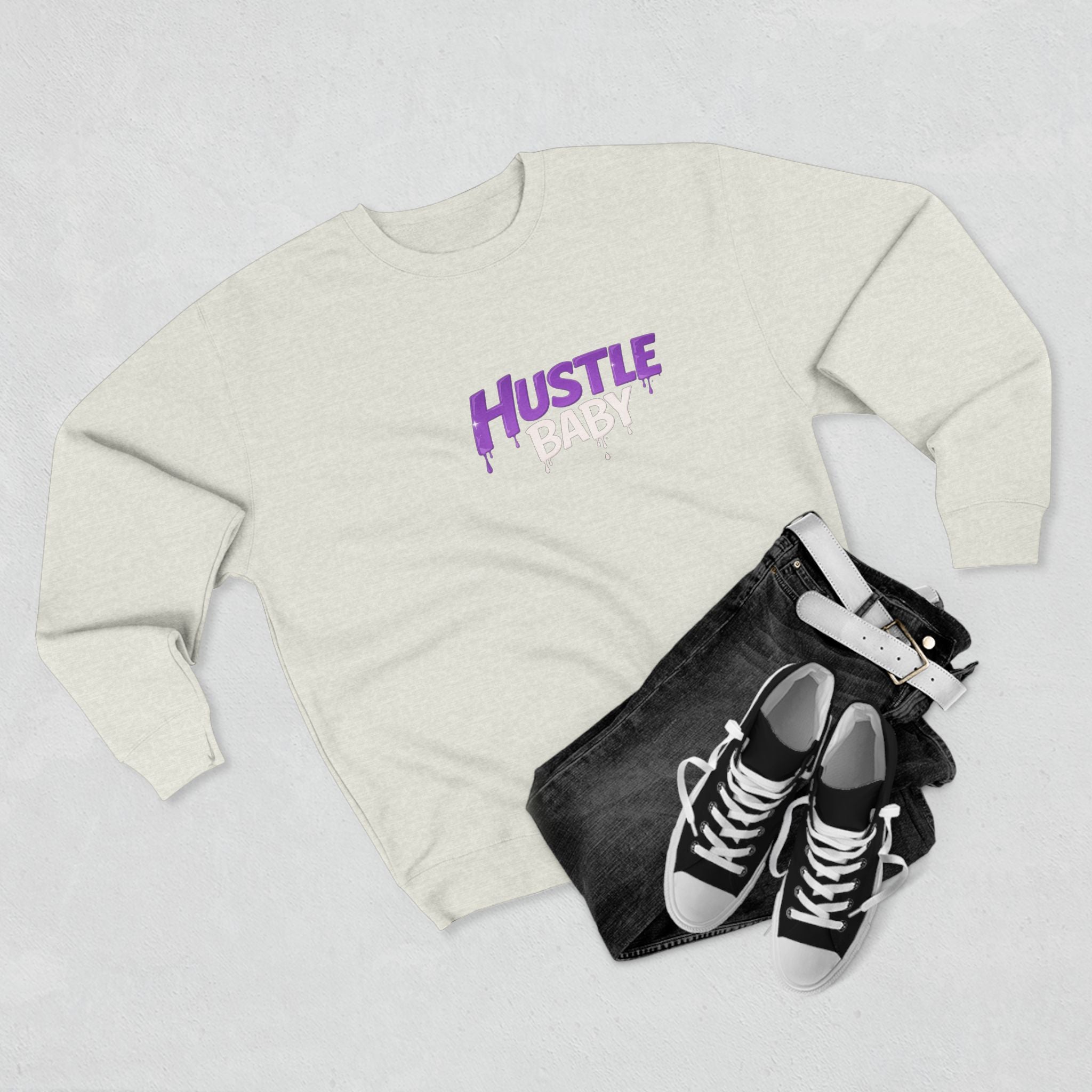 Hustle Baby Crewneck Sweatshirt – SWO Hustle Baby Front Logo & Back Graphic