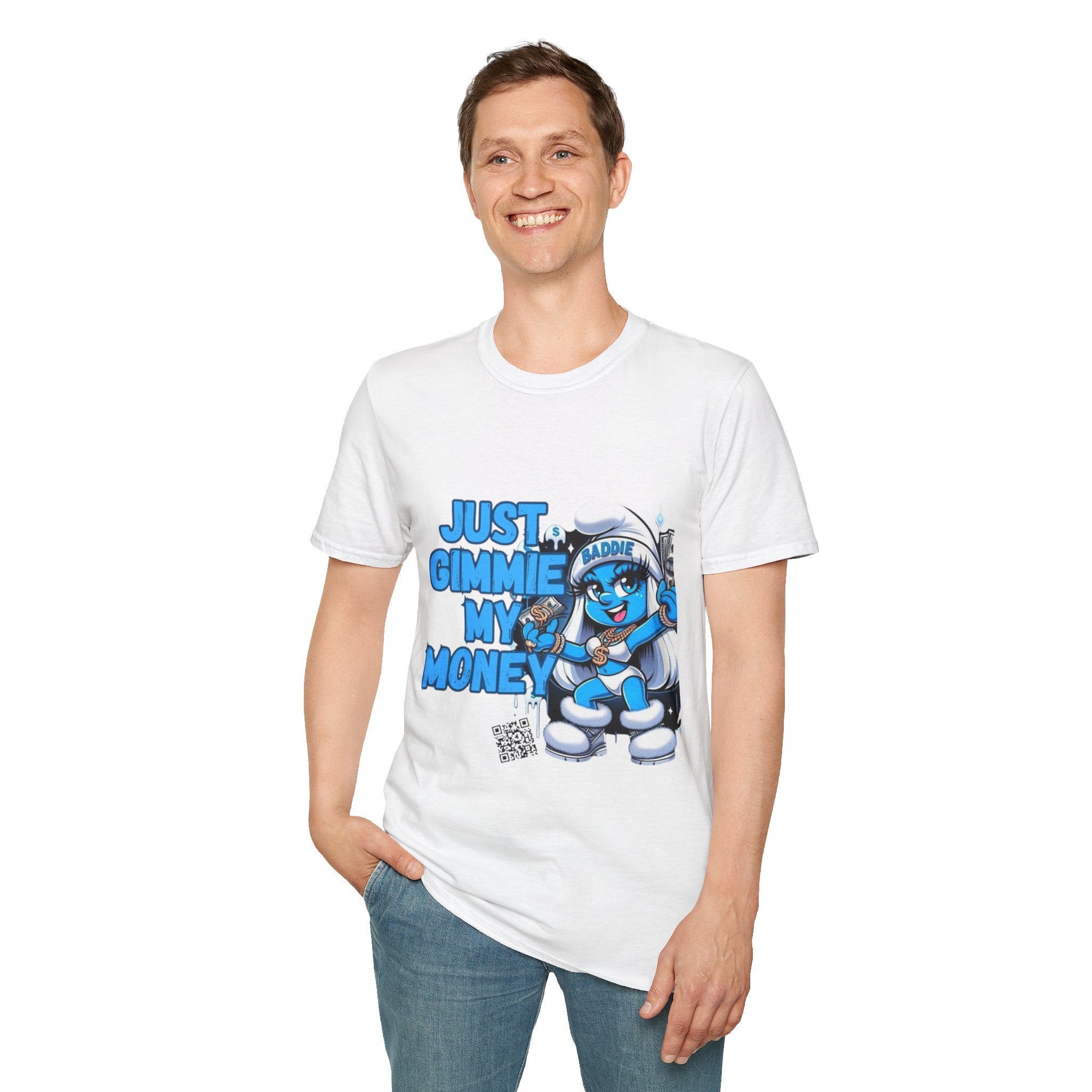 Just Gimmie My Money T-Shirt — Cute Blue Character Graphic Tee