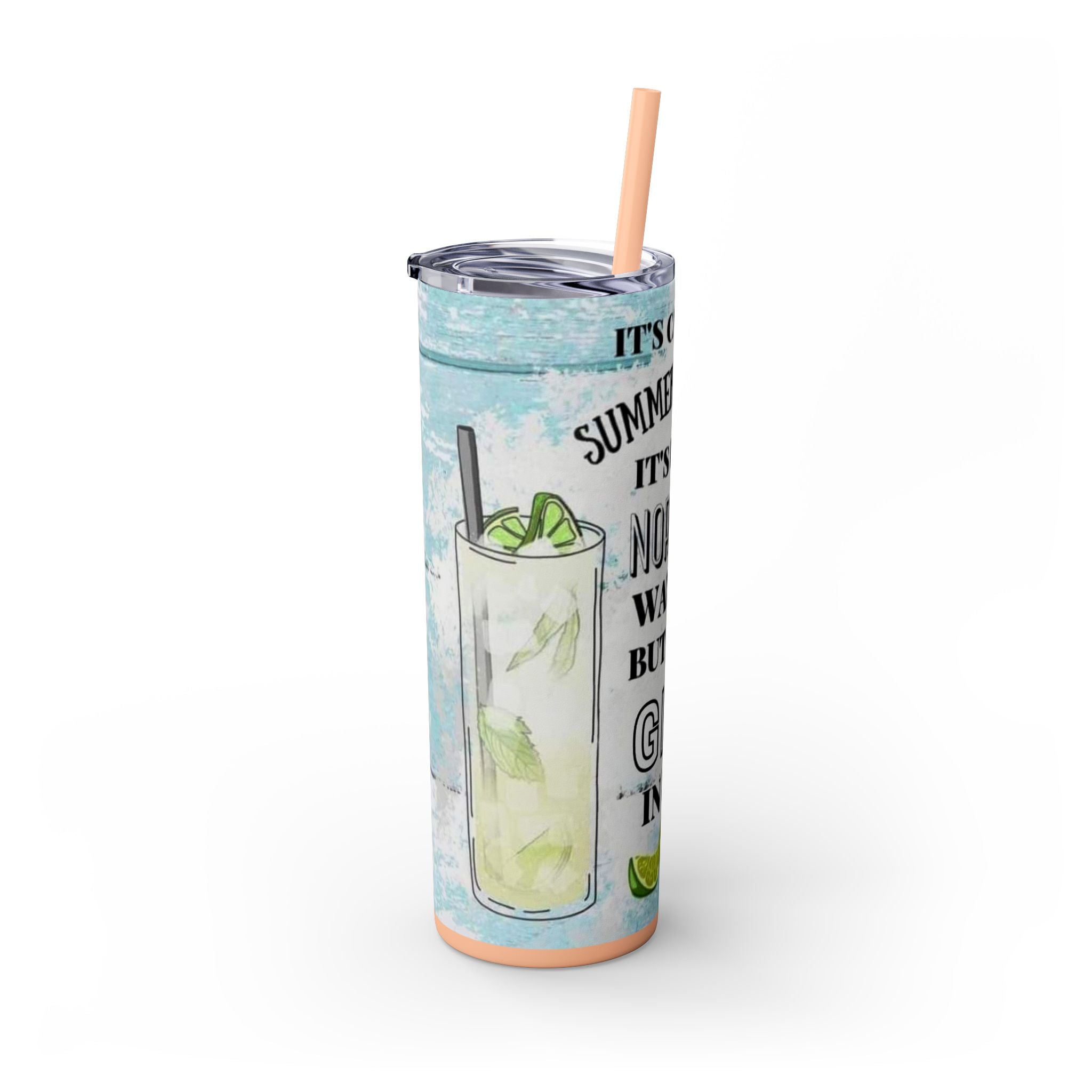 20oz Skinny Tumbler with Straw — Summer Water Tumbler