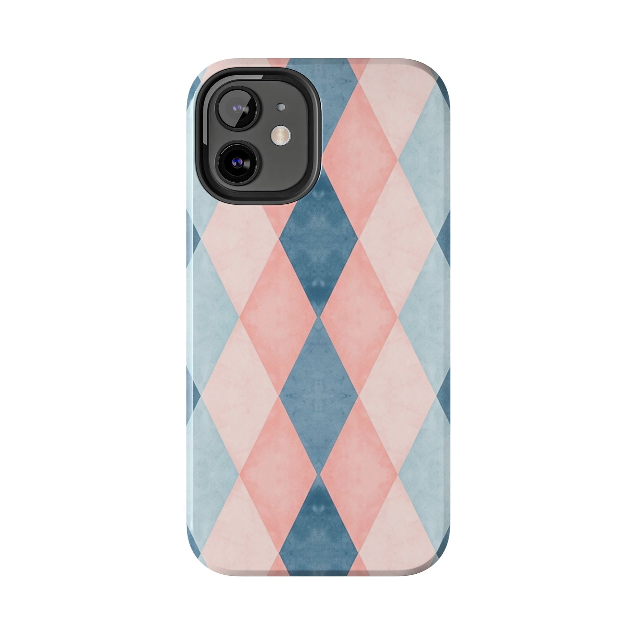 Pastel Harlequin Tough Phone Case — Blue & Pink Diamond Pattern