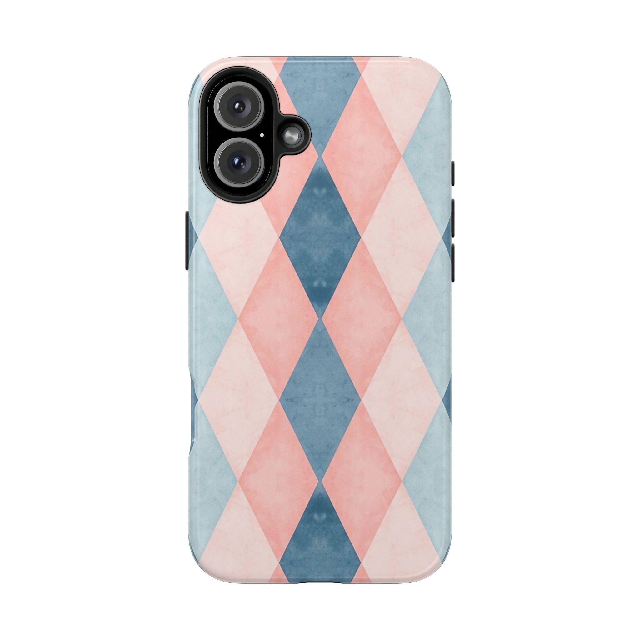 Pastel Harlequin Tough Phone Case — Blue & Pink Diamond Pattern