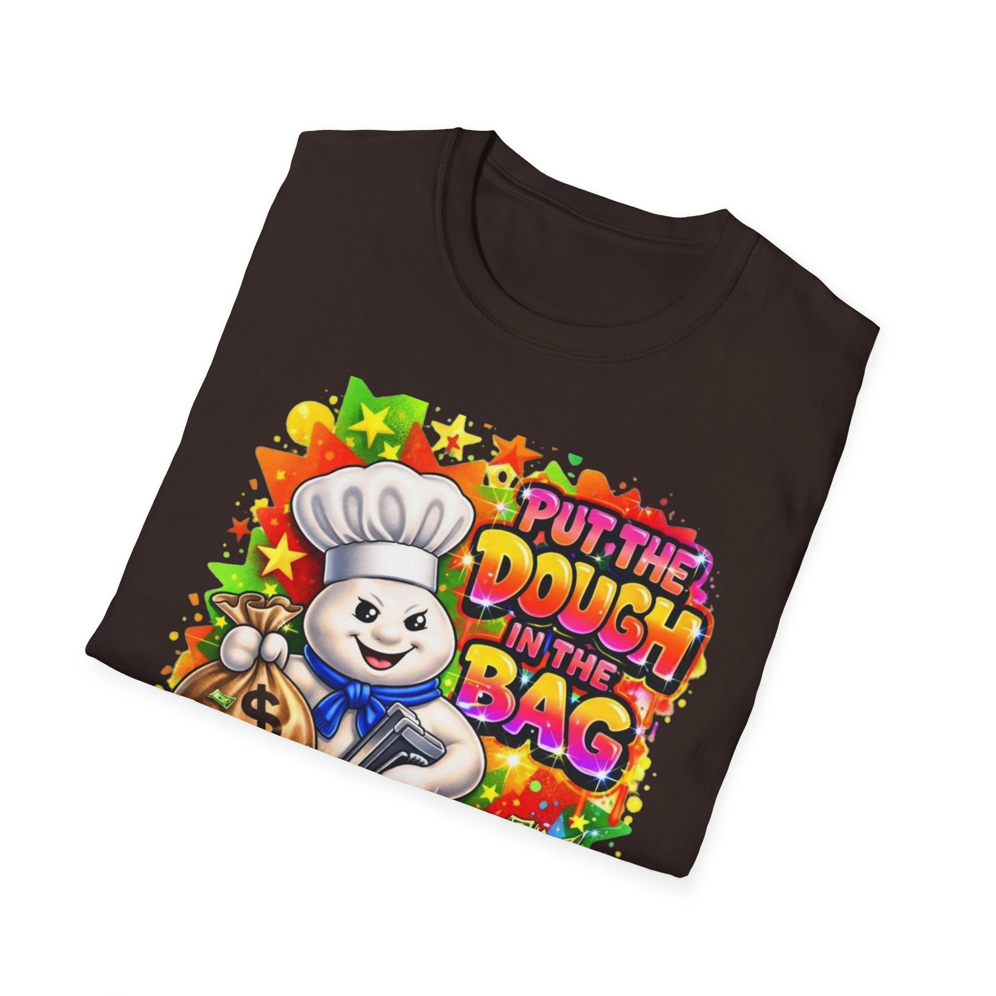 Put the Dough in the Bag T-Shirt — Cute Chef Character Money Graphic Tee