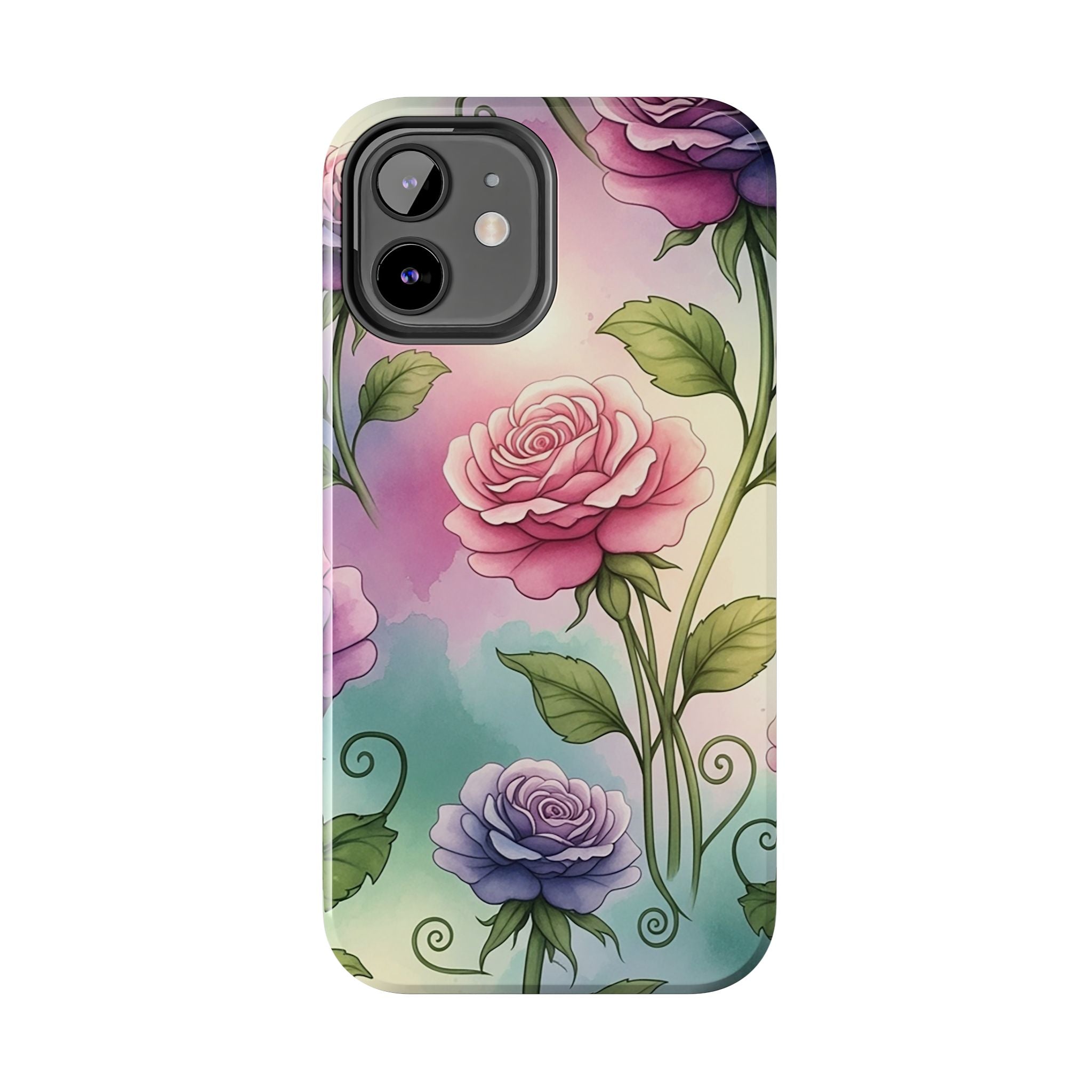 Floral Rose Tough Phone Case — Pastel Watercolor Protection