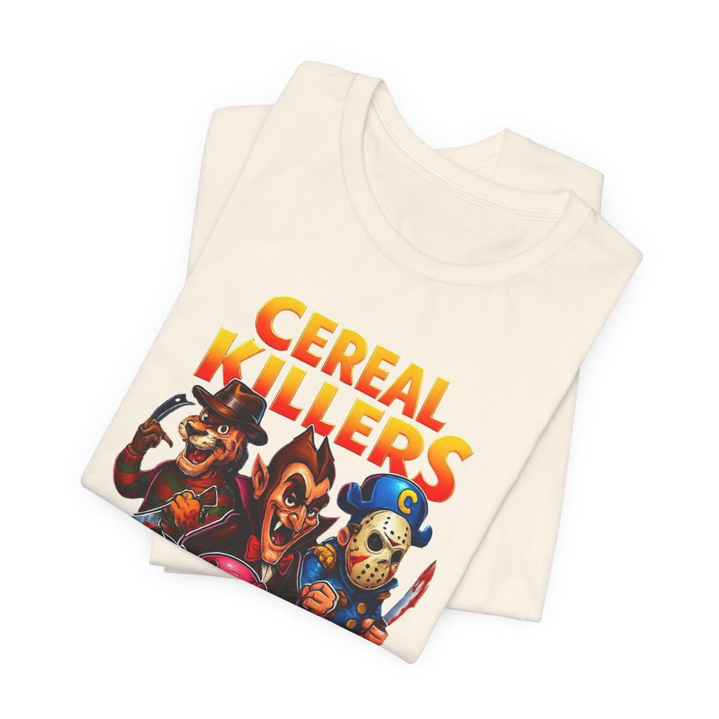 Cereal Killers Parody Horror Cartoon T-Shirt | Funny Cereal Villains Graphic Tee