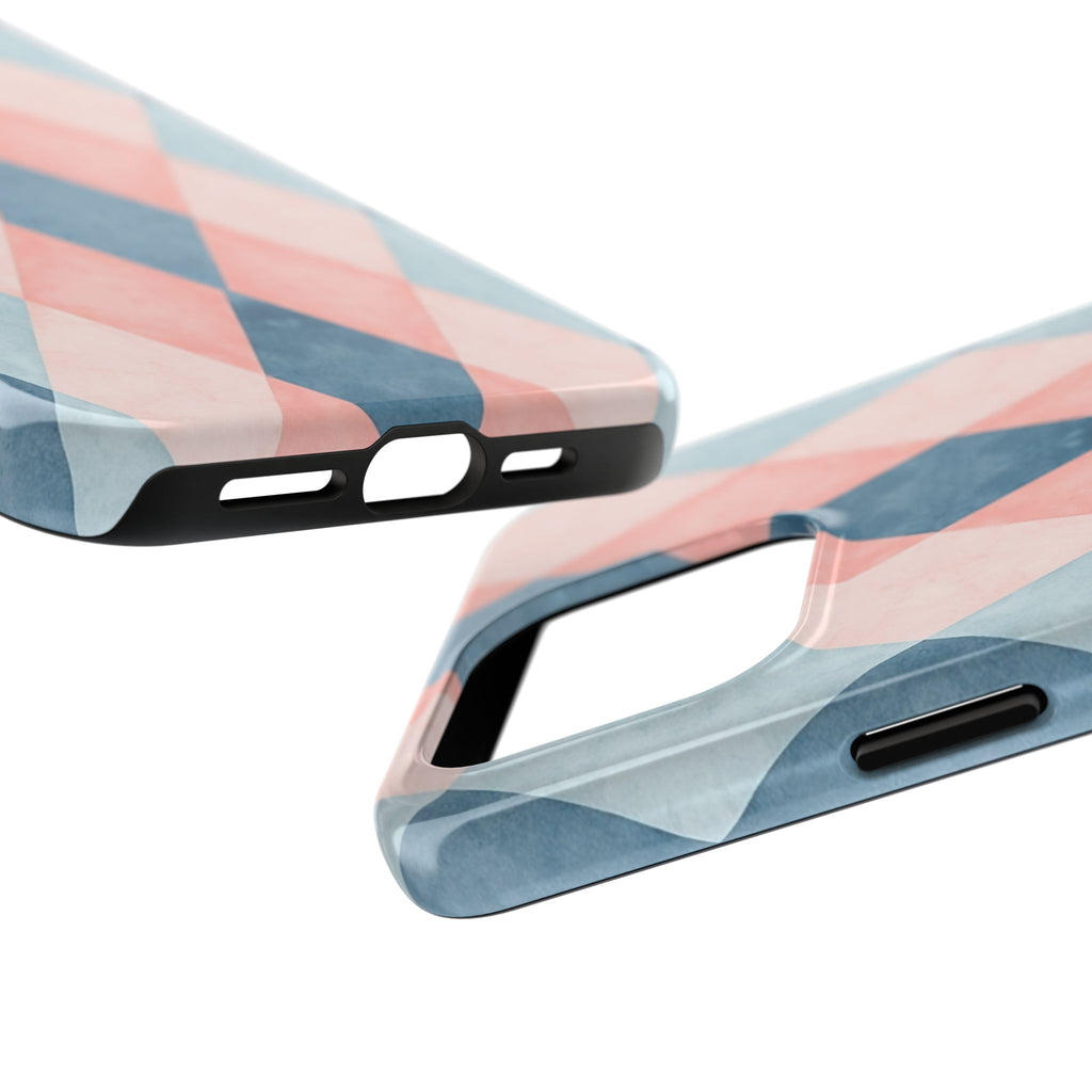 Pastel Harlequin Tough Phone Case — Blue & Pink Diamond Pattern