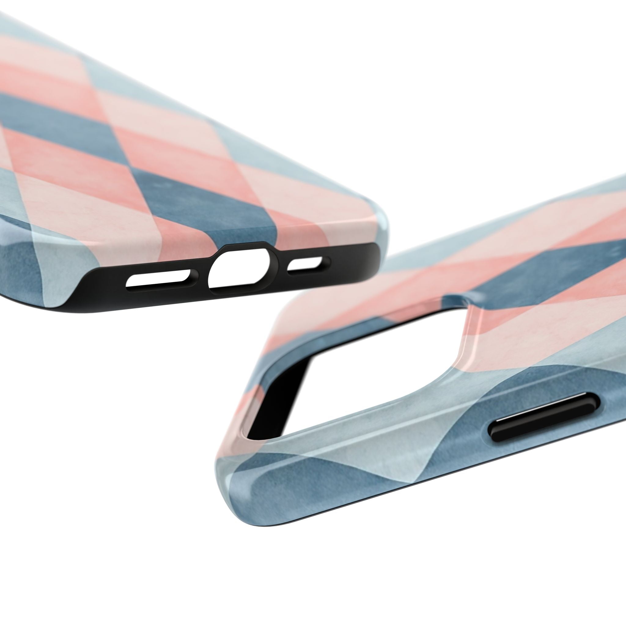 Pastel Harlequin Tough Phone Case — Blue & Pink Diamond Pattern