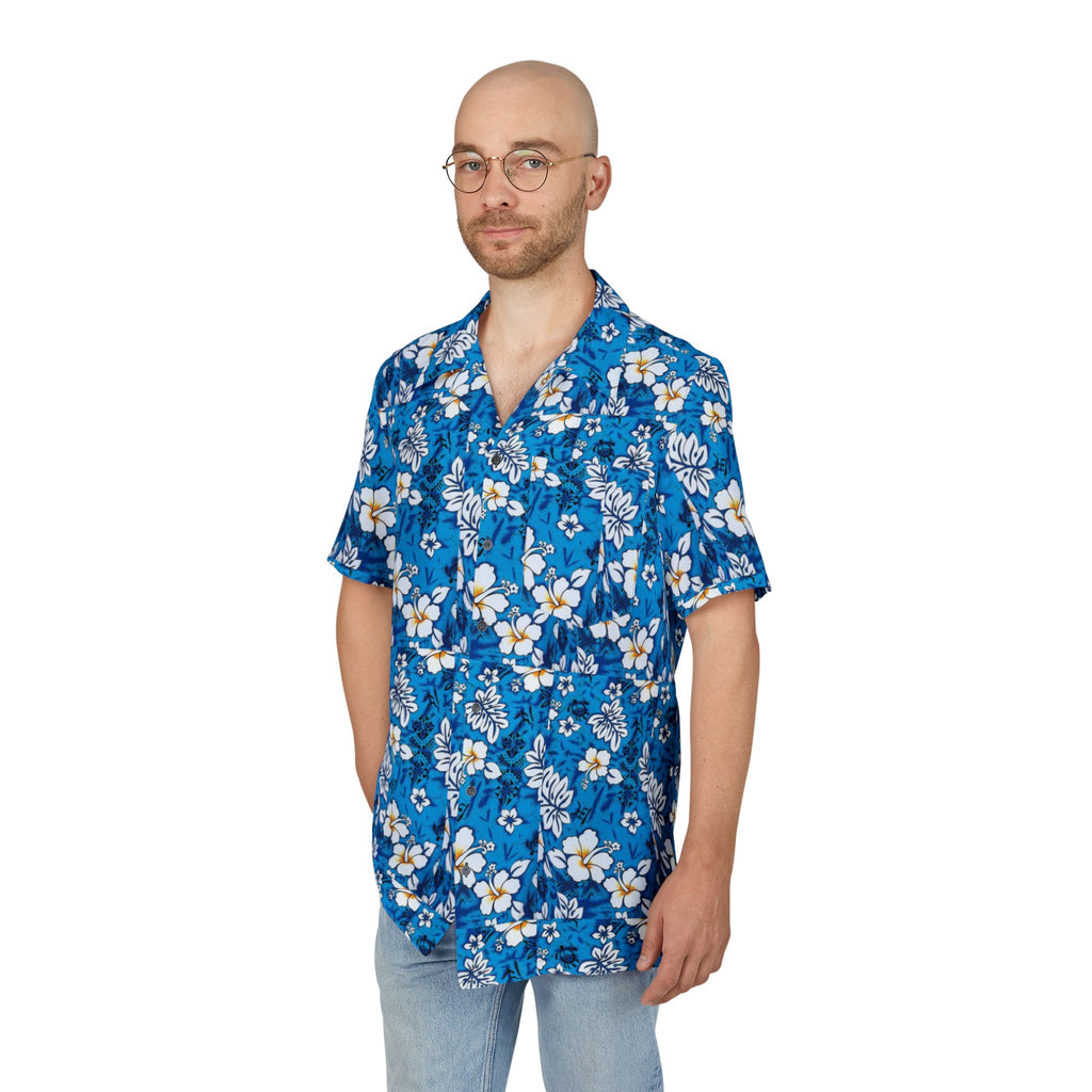 Blue Plumeria Hawaiian Shirt