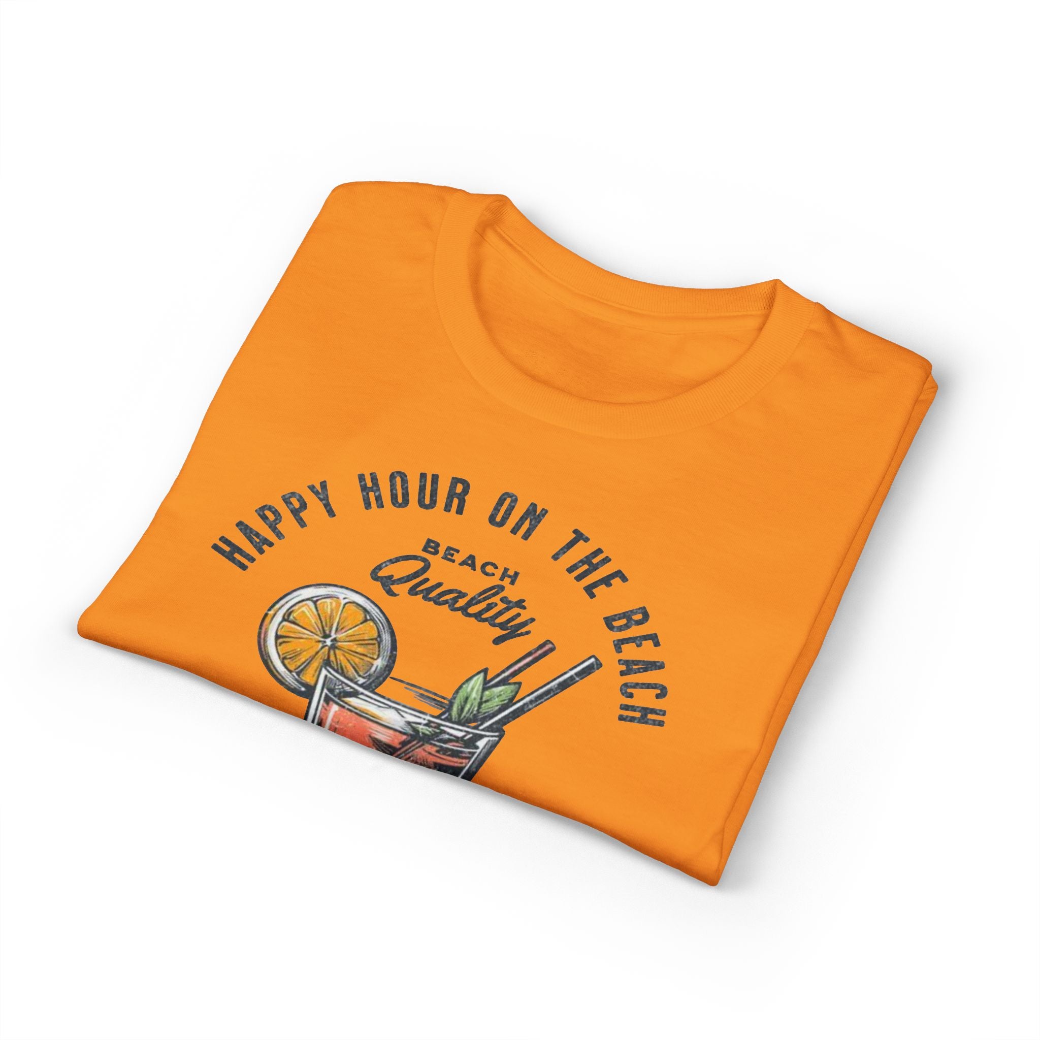 Cocktails & Drinks Beach T-Shirt — “Happy Hour on the Beach” Tropical Cocktail Tee